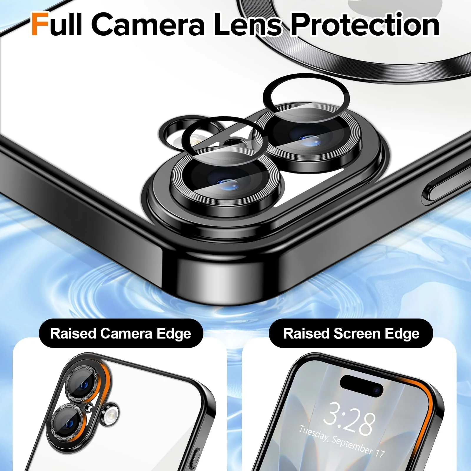 DL3 Mobilak Plated-Edge Protective Case for iPhone 17, Compatible with MagSafe accessories, Supports wireless charging, Camera protection - Black