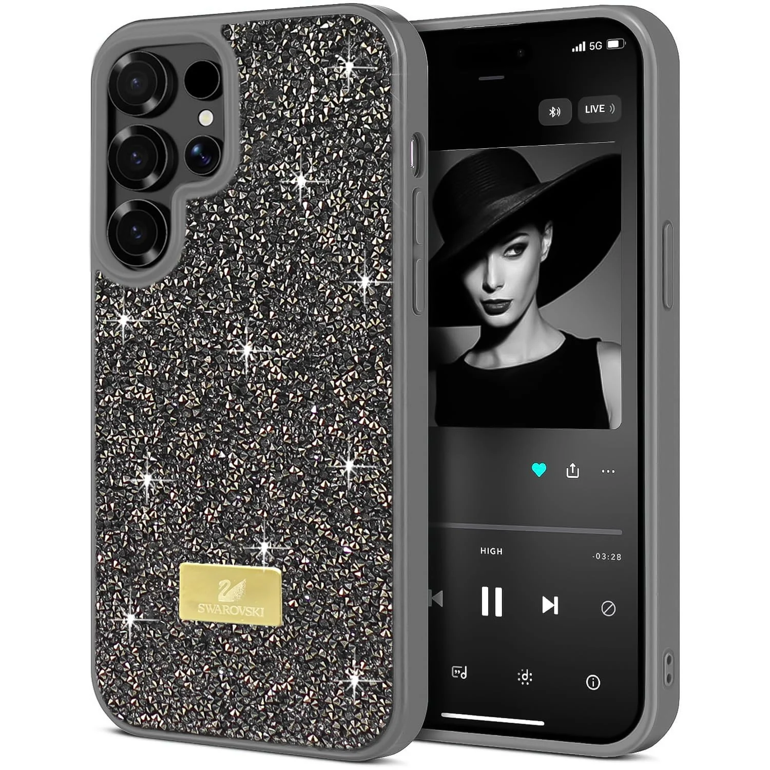 DL3 Mobilak Glitter Protective Case for Samsung Galaxy S25 Ultra, Supports wireless charging, Shock-absorbing protection, Scratch-resistant surface