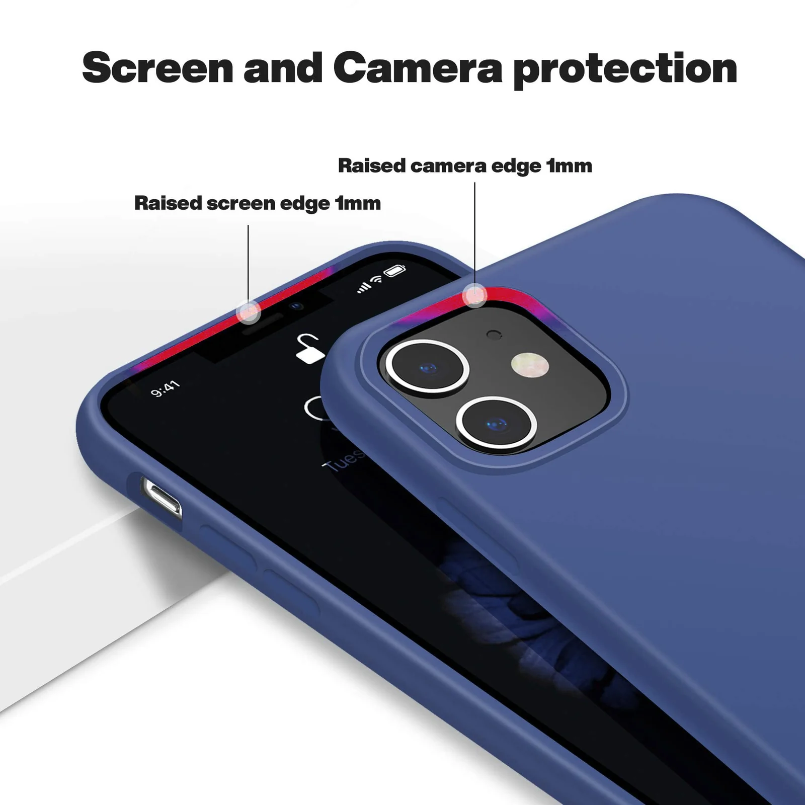 DL3 Mobilak Liquid Silicone Case for iPhone 12 / 12 Pro (6.1 Inch), Shock-absorbing protection, Scratch-resistant surface, Soft microfiber lining - Blue