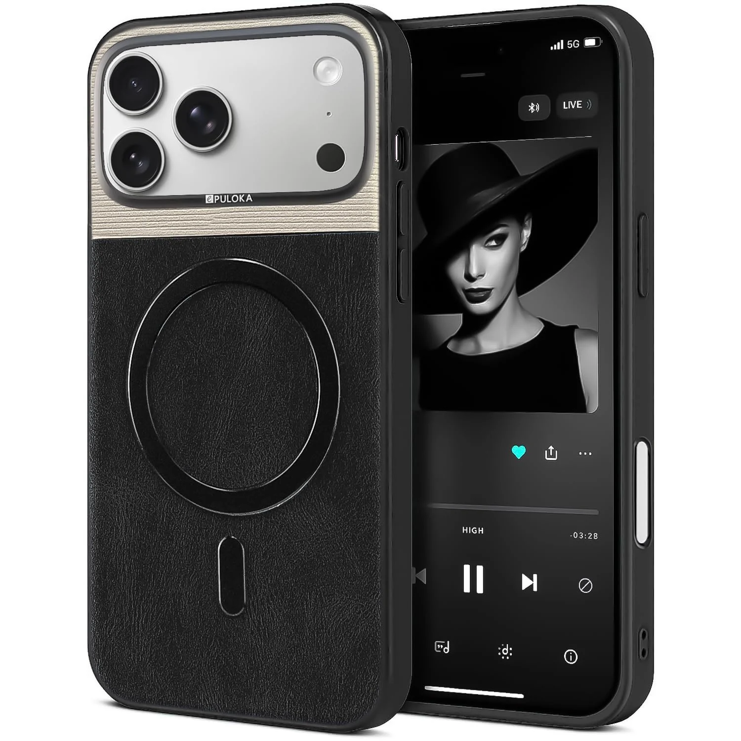 DL3 Mobilak Leather Wallet Case with Card Slot for iPhone 17 Pro Max with Camera Protection and MagSafe Compatibility