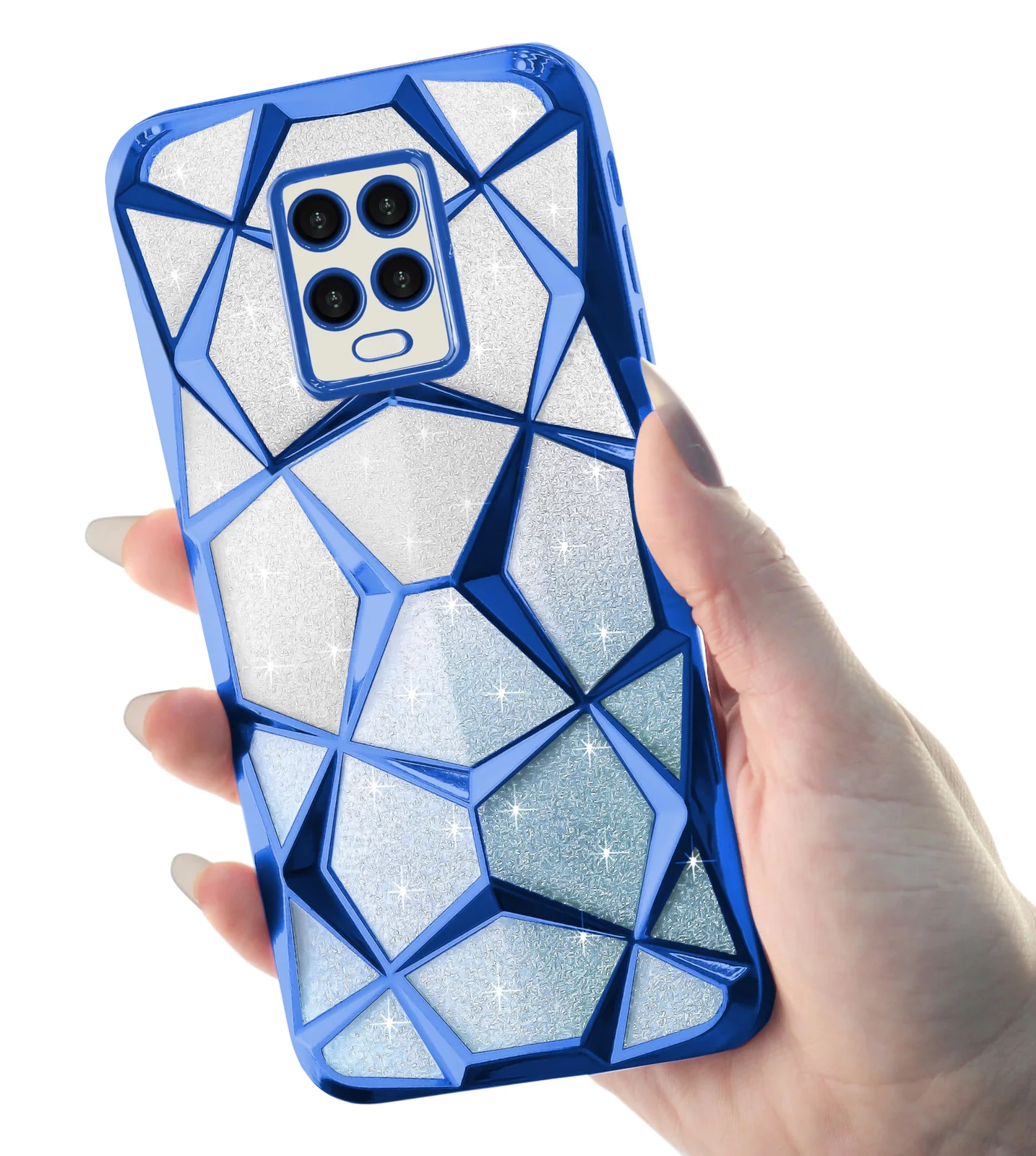 DL3 Mobilak For Xiaomi Redmi Note 9S/Note9 Pro/Note 9 Pro Max Case Plating Bling Gradient Glitter Clear Cover Soft TPU Silicone Cute Camera Protection Shockproof Back for Women Girls Case - Blue