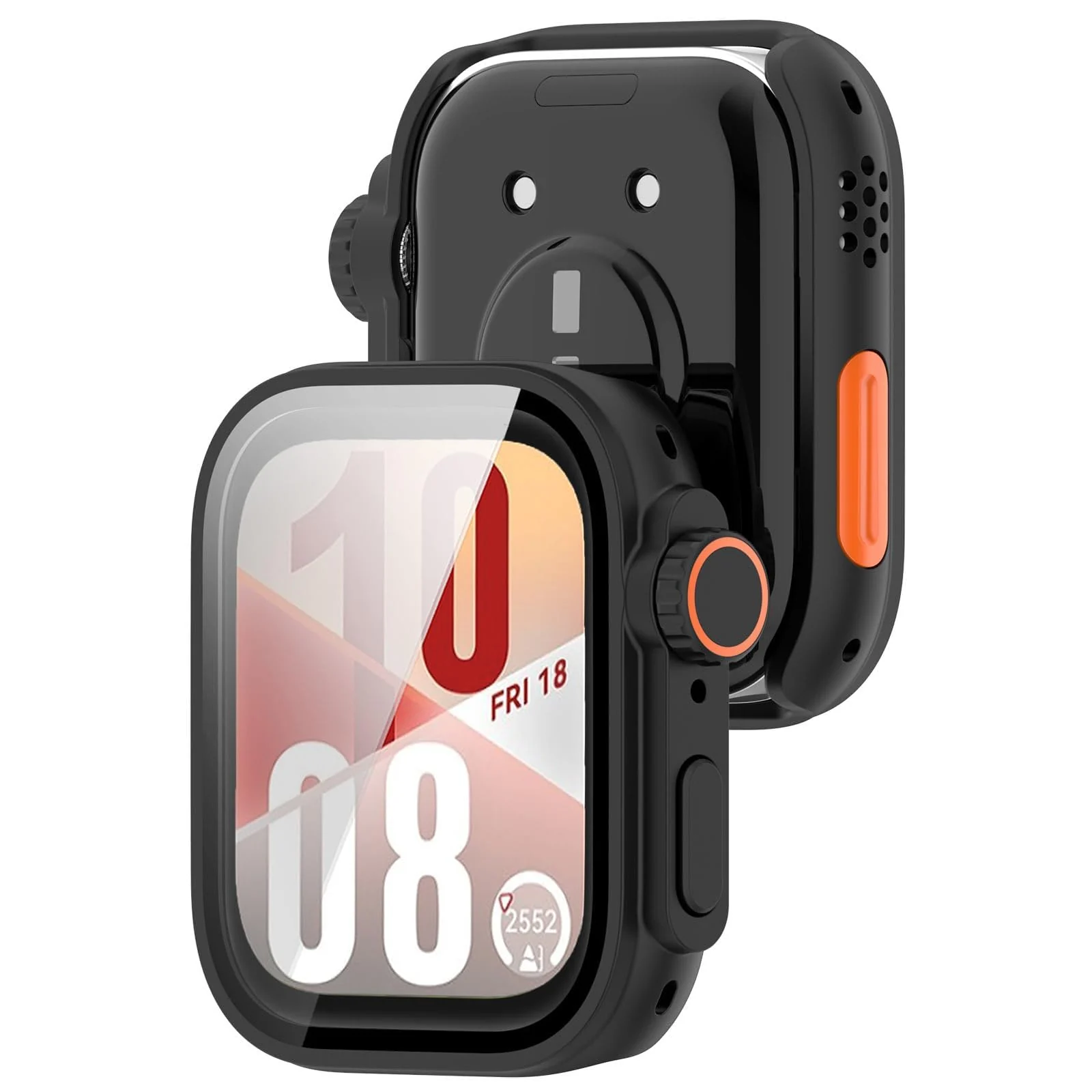 DL3 Mobilak for Huawei Watch Fit 4 2025 Case Screen Protector, [Looks Like iWatch Ultra Case] Built-in Tempered Glass Screen Unique Design Case Cover for Huawei Watch Fit4 - Black