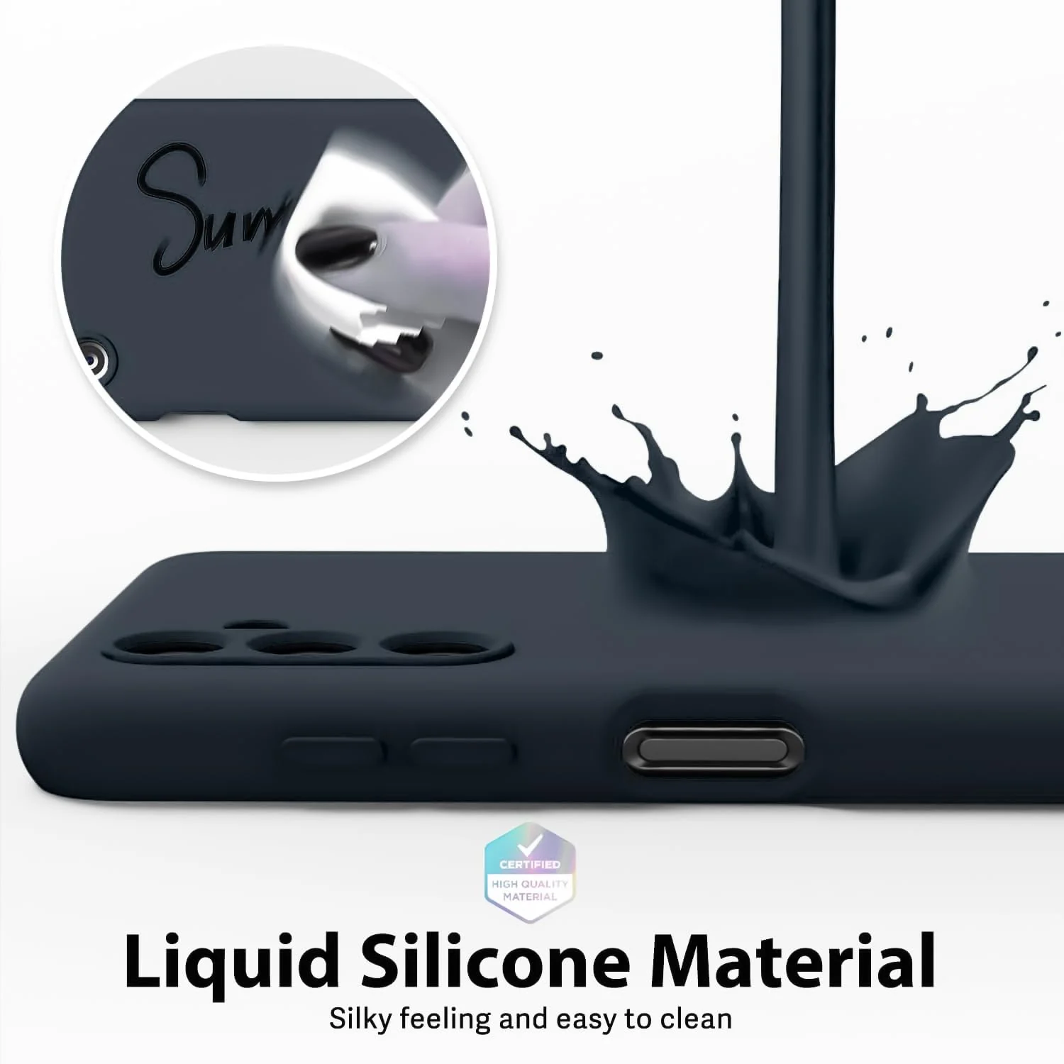 DL3 Mobilak Silicone Protective Case for Samsung Galaxy A15, Shock-absorbing protection, Scratch-resistant surface, Soft microfiber lining - MidNight Blue