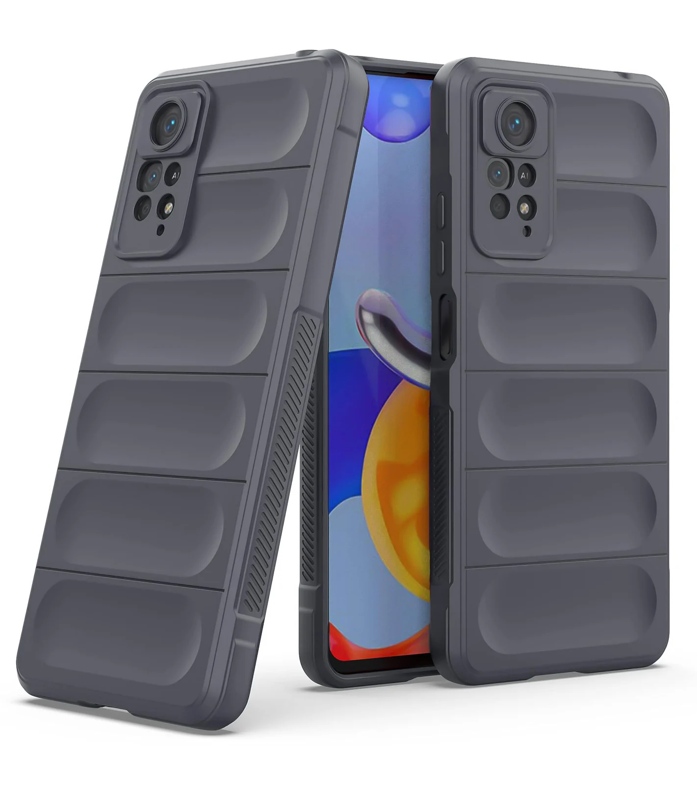 DL3 Mobilak Flexible Silicone and TPU Protective Case with Camera Protection for Xiaomi Redmi Note 11 4G / Note 11S - Dark Gray
