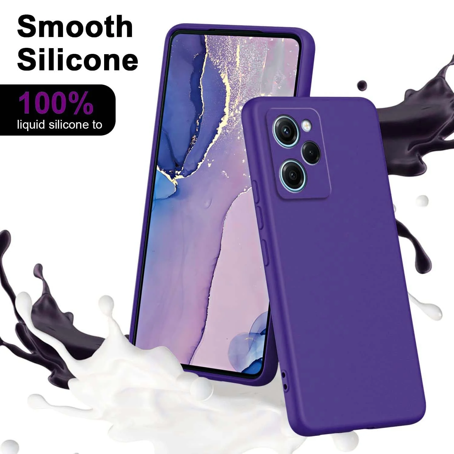 DL3 Mobilak Soft Silicone Protective Case for POCO X5 Pro 5G with Microfiber Lining and Shockproof Design - Purple
