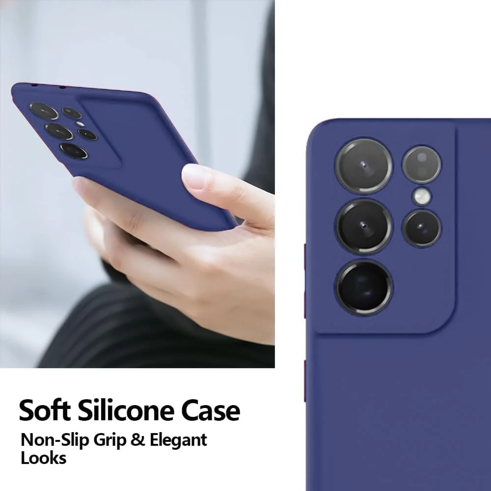 DL3 Mobilak Silicone Protective Case for Samsung Galaxy S21 Ultra 5G, Shock-absorbing protection, Scratch-resistant surface, Soft microfiber lining - Blue 2