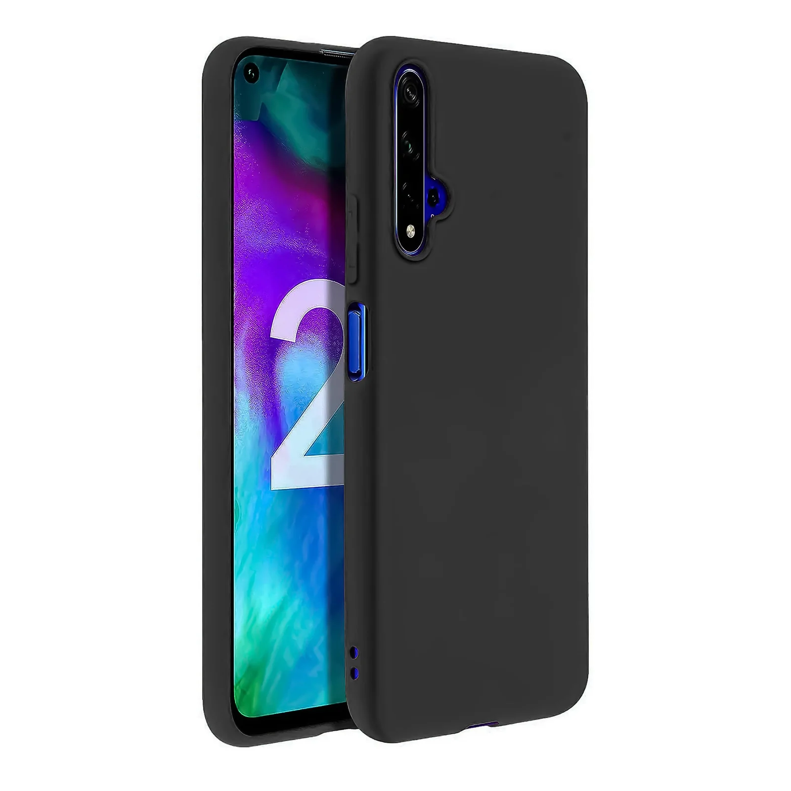 Dl3 Mobilak Huawei Nova 5T / Honor 20 Case,Soft Flexible Silicone Gel Rubber Bumper Cover,Full Body Shockproof Protective Phone Case (Black)