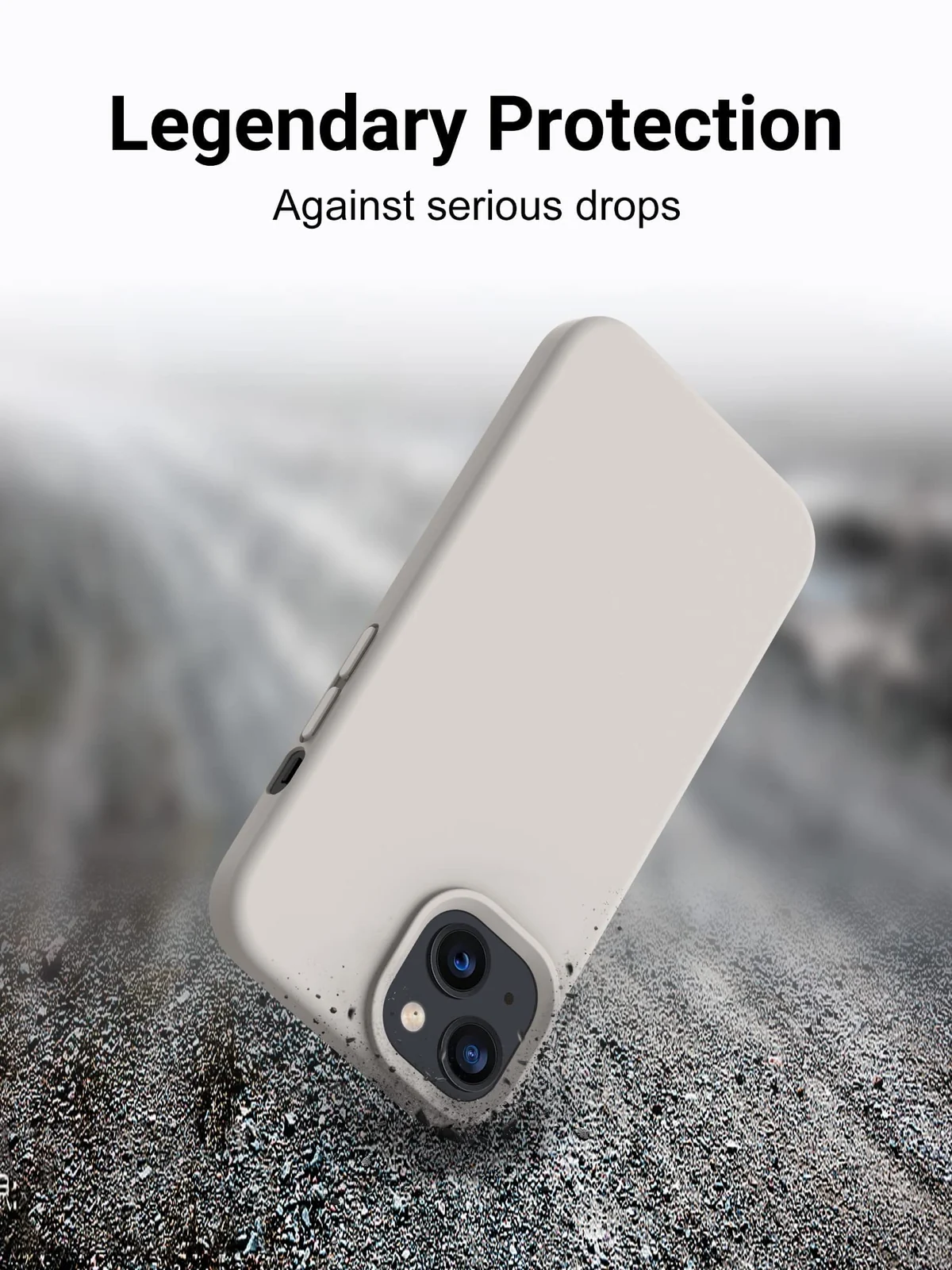 DL3 Mobilak Liquid Silicone Protective Case with Soft Microfiber Lining for iPhone 14 (6.1 Inch) - Stone