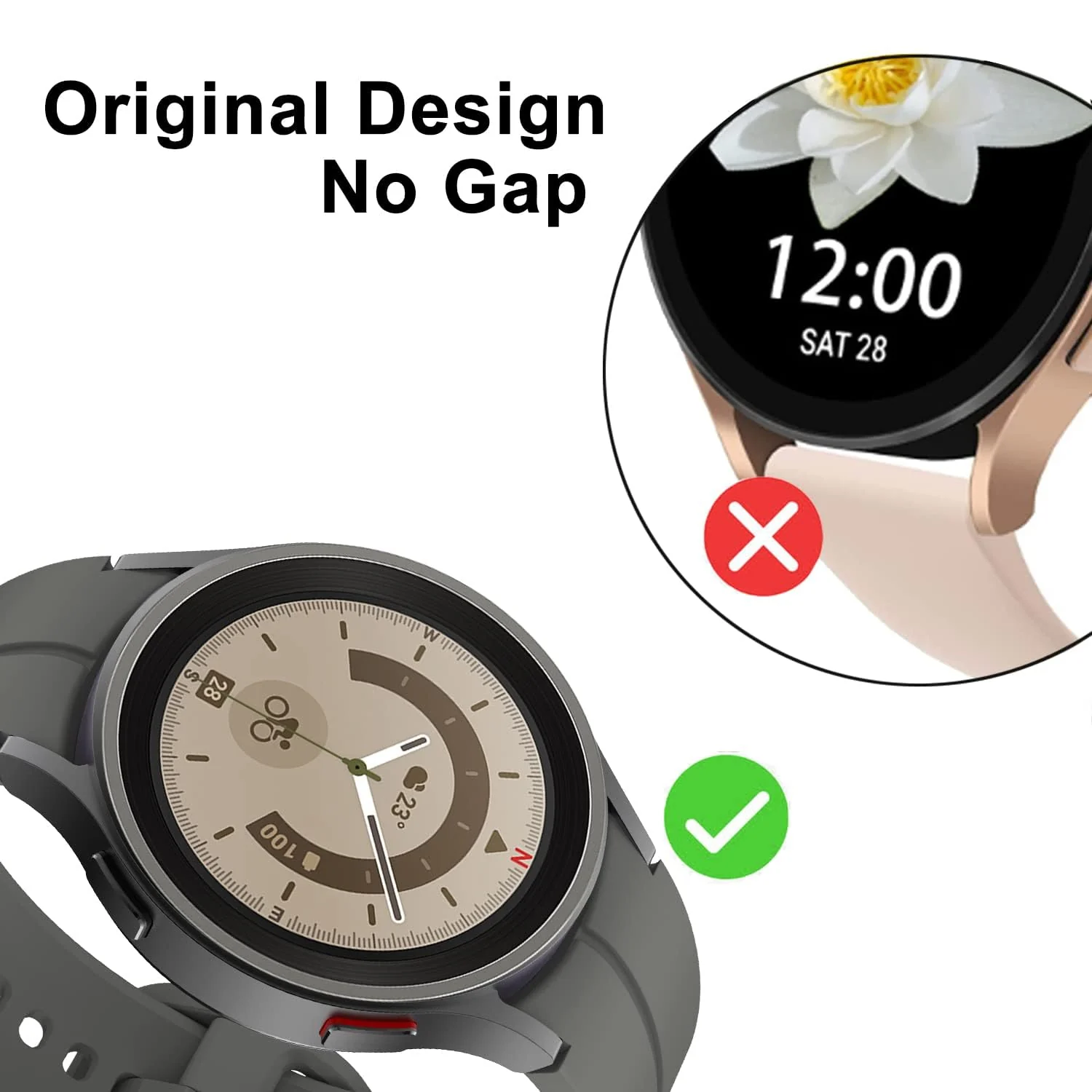 DL3 Mobilak Sport Watch Band Compatible with Samsung Galaxy Watch 7 FE 6 5 4 Band 40mm 44mm/ Galaxy Watch 6 Classic Bands 43mm 47mm/Watch 5 Pro Band 45mm/ Galaxy Watch4 Classic Band 42mm 46mm, No Gap - Dark Gray
