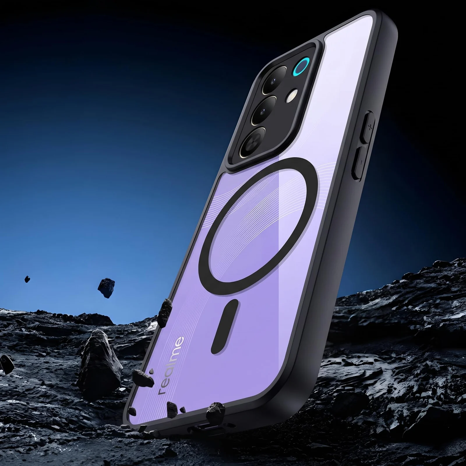DL3 MOBILAK Clear Three-Layer Protective Phone Case for Realme C85 Pro - Black