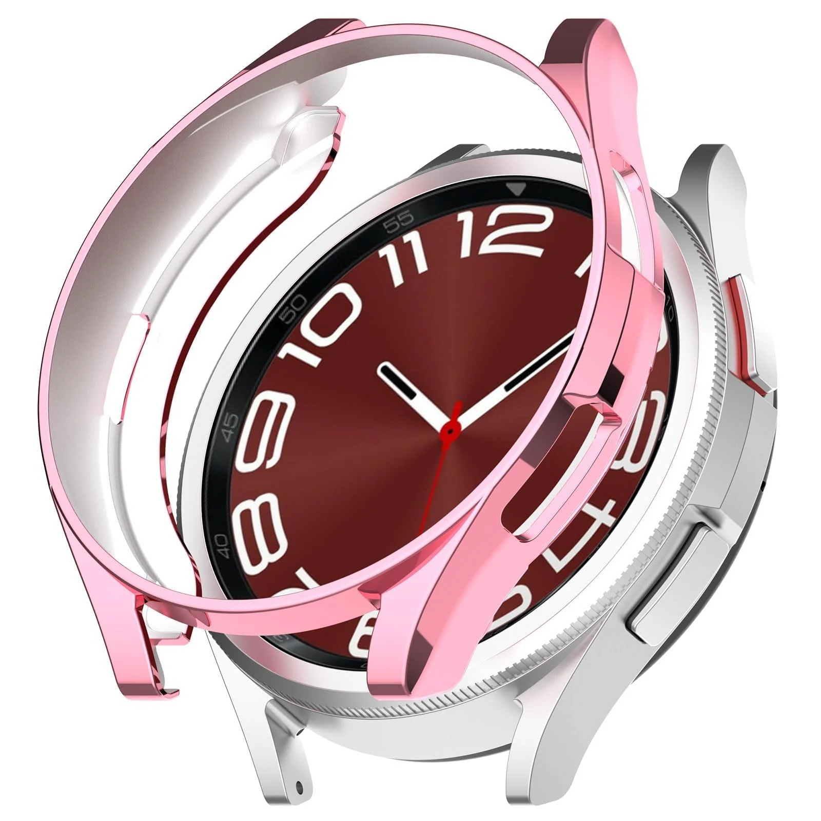 DL3 Mobilak Bumper Case Protector for Samsung Galaxy Watch 6 Classic 43mm, [NO Screen Film] Flexible Lightweight Glossy TPU Edge Case Protective Cover Galaxy Watch 6 Classic 43mm - Pink