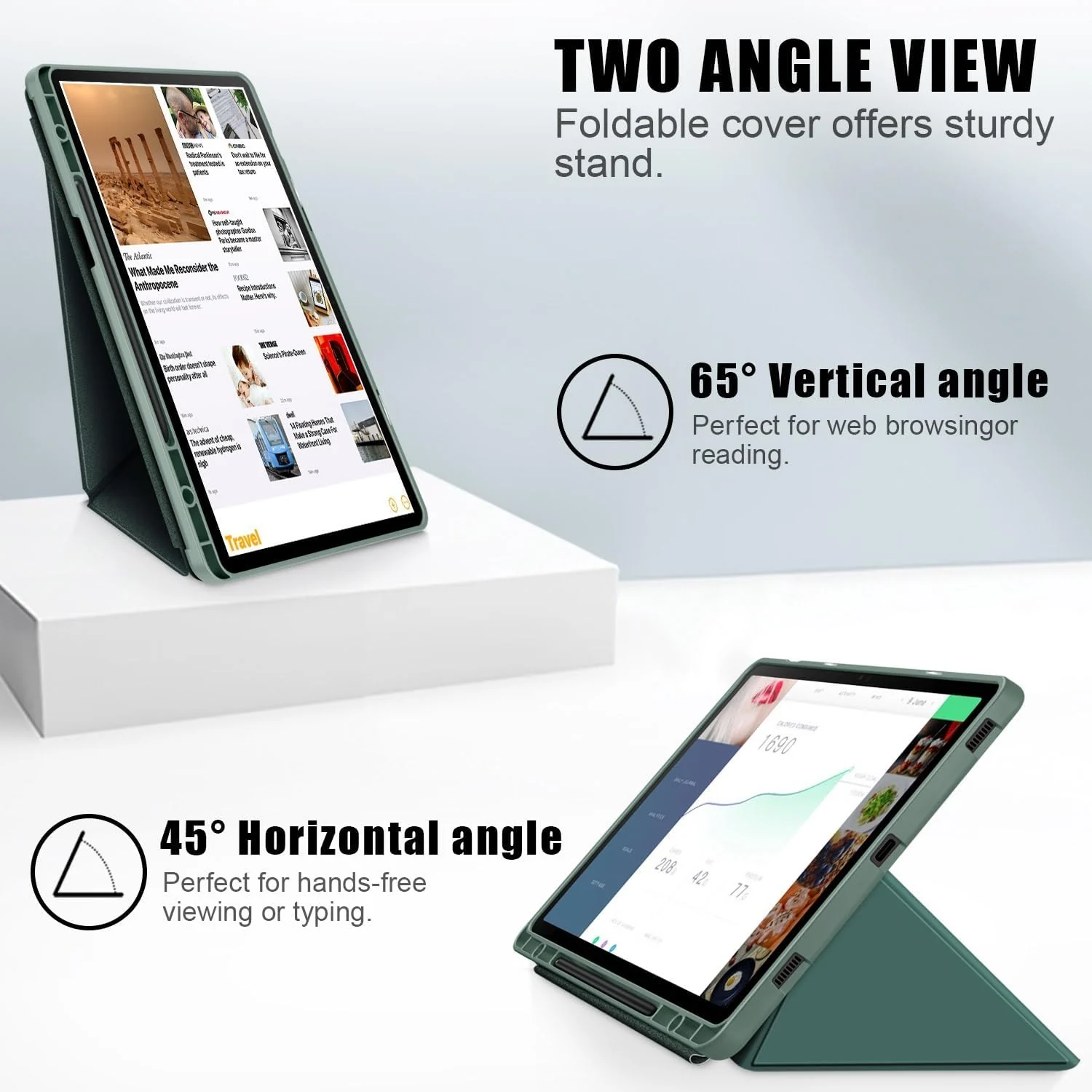 DL3 Mobilak For Samsung Galaxy Tab S8+ Plus 2022 / S7 FE 2021 / S7+ Plus 2020 12.4-Inch Case, Smart Stand, Pencil Holder, Shockproof Slim Lightweight Leather Cover, Modern Abstract Design - Green