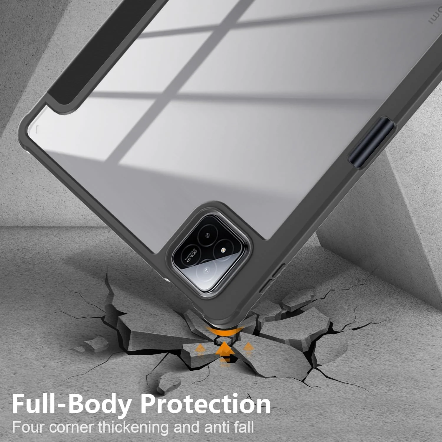 DL3 Mobilak Case for Xiaomi Pad 7 / Xiaomi Pad 7 Pro 2024 11.2 inch, Clear Shockproof Back Cover Built-in Pencil Holder, Auto Sleep/Wake - Black