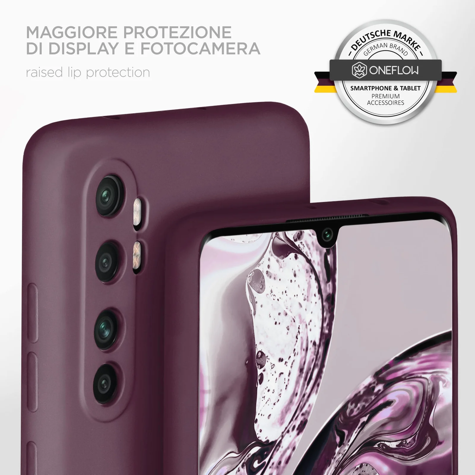 DL3 Mobilak Soft Silicone Protective Case for Xiaomi Mi Note 10 Lite with Microfiber Lining and Shockproof Design - Wine Red
