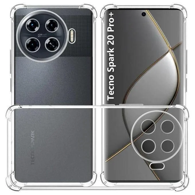 DL3 Mobilak Case Compatible with Tecno Spark 20 Pro Plus, Cover Silicone TPU Gorilla Anti-shock Protector Camera Shockproof Corners - Clear