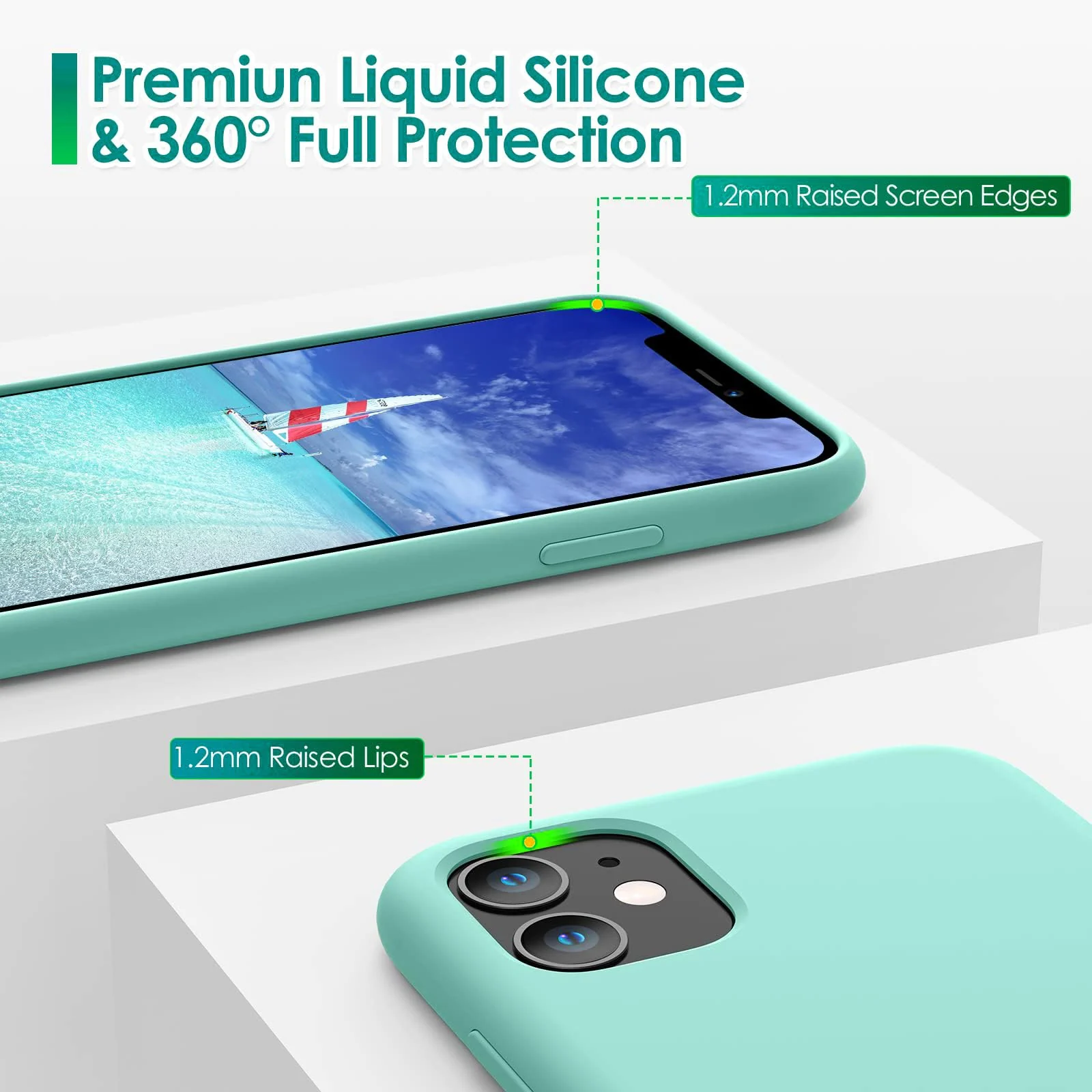 DL3 Mobilak Liquid Silicone Protective Case for iPhone 11 (6.1 Inch) with Camera Protection and Microfiber Lining - Sea Blue