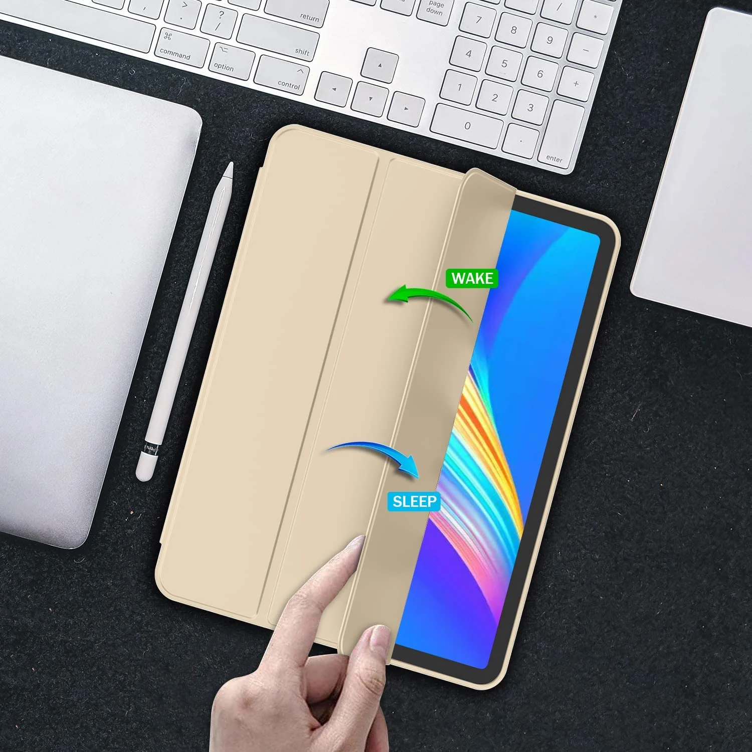 DL3 Mobilak iPad Pro 11 Inch Case 2022(4th Gen)/2021(3rd Gen)/2020(2nd Gen) with Pencil Holder, Smart iPad Case [Support Touch ID and Auto Wake/Sleep] with Auto 2nd Gen Pencil Charging - Gold