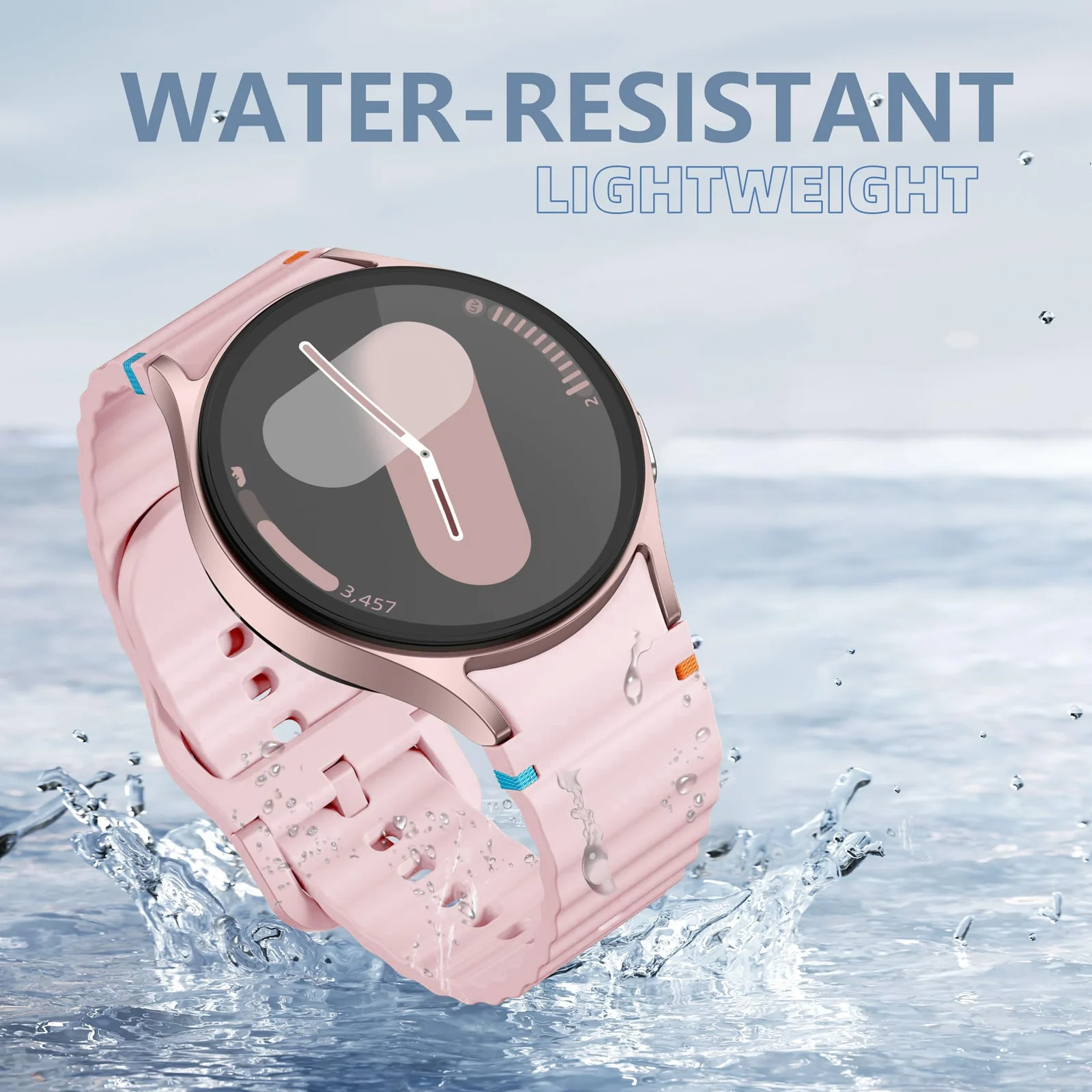 DL3 Mobilak No Gap Sport Bands For Samsung Galaxy Watch 7 6 5 4 FE Strap 40mm 44mm, Soft Silicone Sport Band for Galaxy Watch 6 Classic Straps 47mm 43mm/Galaxy Watch 5 Pro/Watch 4 Classic 42mm 46mm for Men Women - Ice Pink