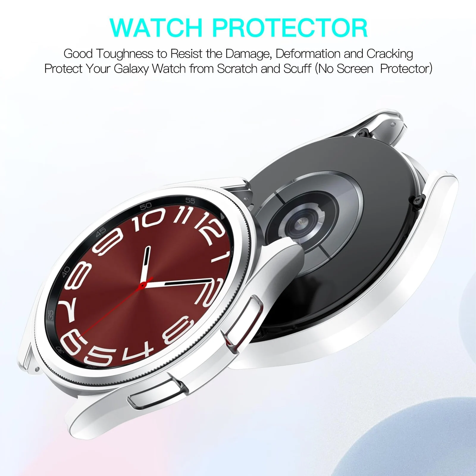 DL3 Mobilak Compatible with Samsung Galaxy Watch 6 Classic 47mm Protective Case - PC Protective Case Cover Shell [NO Screen Film] Compatible with Samsung Galaxy Watch 6 Classic 47mm - Silver