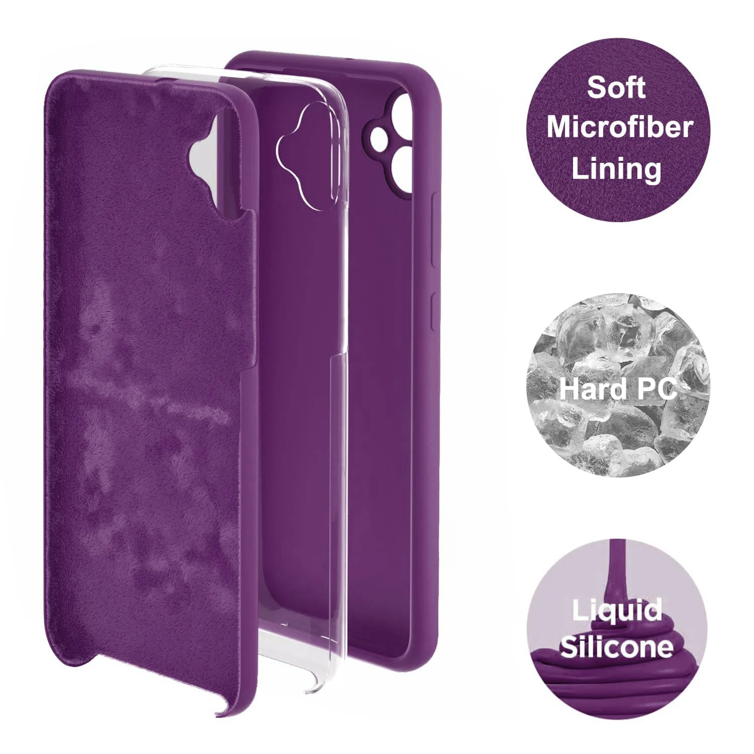 DL3 Mobilak Soft Silicone Protective Case for Samsung Galaxy A04e with Microfiber Lining and Shockproof Design - Violet
