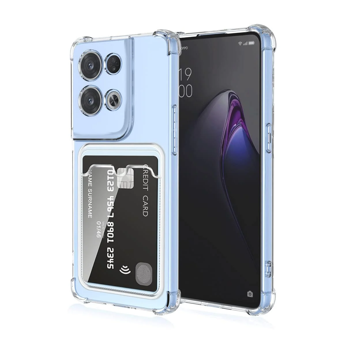 DL3 Mobilak OPPO Reno 8 5G/Reno8 5G Case Clear Card Holder Back Wallet Crystal Transparent Soft TPU Shockproof Bumper Corner Drop Protection Phone Case Cover With Camera Lens Protection - Transparent