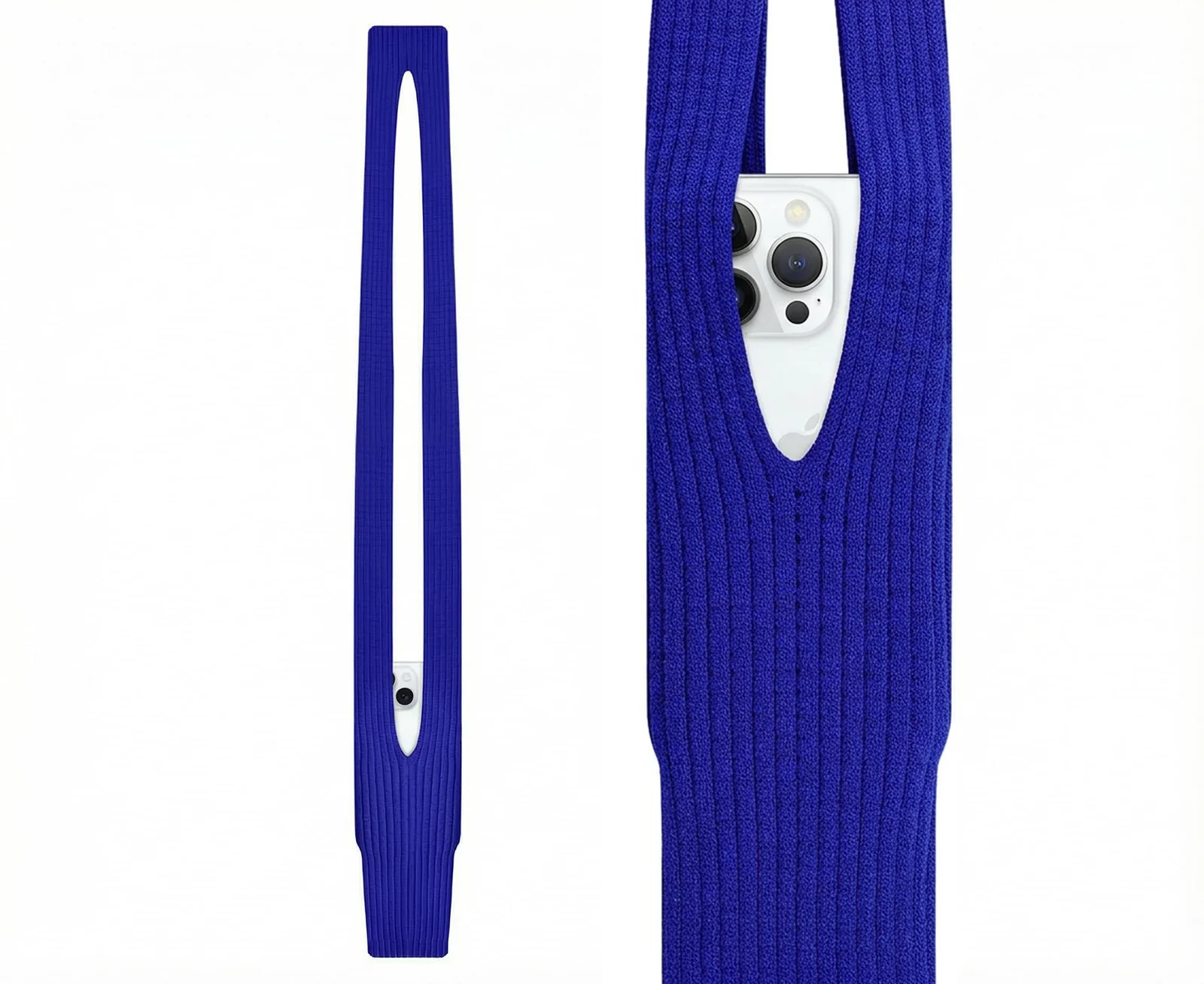 DL3 Mobilak Phone Pocket Lanyard Crossbody Strap 80cm, Universal Stretch Knit Mobile Holder Pouch, Hands-Free Shoulder Phone Bag for iPhone & All Smartphones, Lightweight Minimalist Design - Blue
