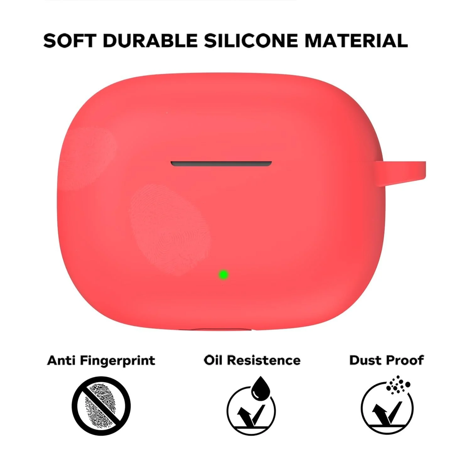 DL3 Mobilak Silicone Case Compatible with realme Buds T300 TWS Earbuds, Soft Silicone Protective Case Cover, Shockproof Sleeve with Carabiner For realme Buds T300 TWS - Red