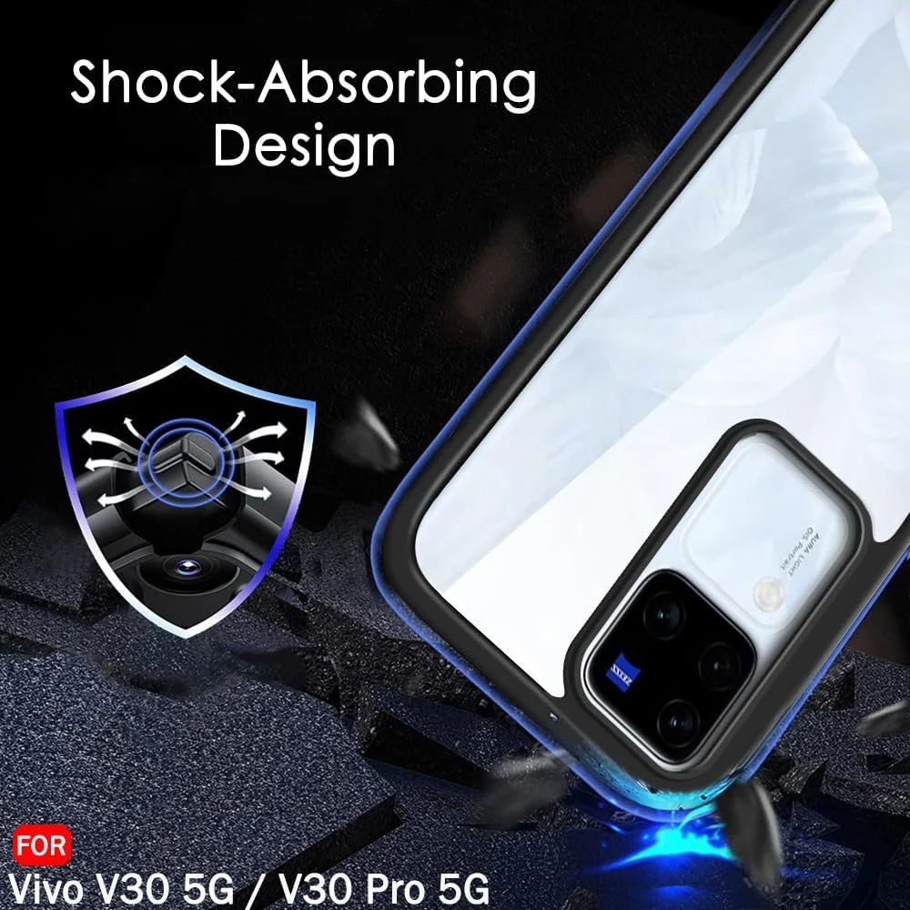 DL3 Mobilak Clear TPU Case for vivo V30 / V30 Pro 5G, Camera protection, Shock-absorbing protection, Scratch-resistant surface - Black