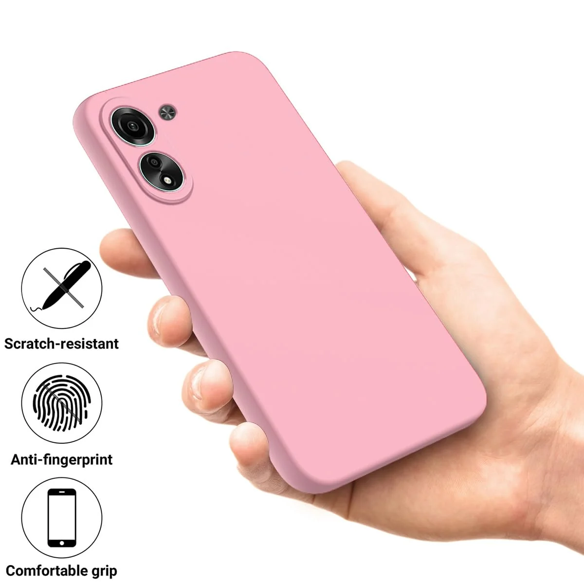 DL3 Mobilak Soft Silicone Protective Case for Xiaomi Redmi 13C with Microfiber Lining and Shockproof Design - Pink