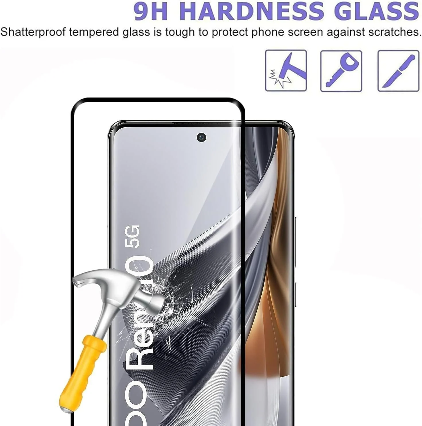 DL3 Mobilak Full Curved 5D Glass Screen Protector Full Glue For OPPO Reno 10 5G- Black - Clear