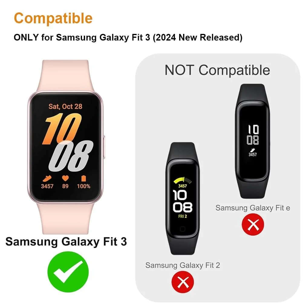 DL3 Mobilak Case Compatible with Samsung Galaxy Fit 3 Case All-Around with Built-in Screen Protector Watch Soft TPU Shockproof Cover Slim Guard Thin Bumper Shell Protector - Black