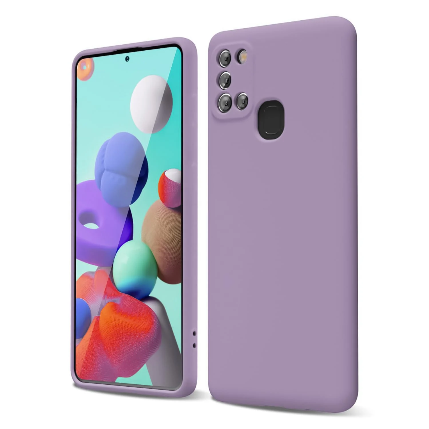 DL3 Mobilak Soft Silicone Protective Case for Samsung Galaxy A21s with Microfiber Lining and Shockproof Design - Lavender