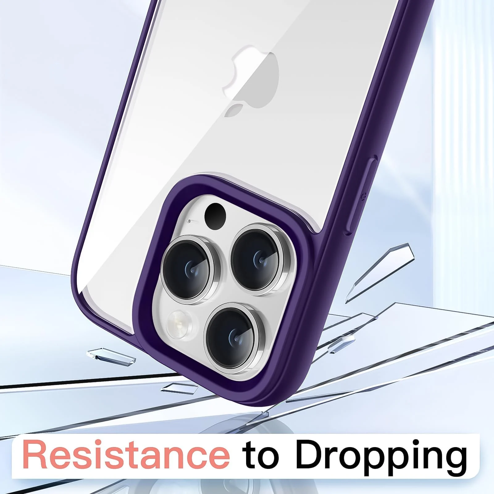 DL3 Mobilak Clear PC and TPU Protective Case for iPhone 14 Pro Max with Shockproof Design and Anti-Yellowing Design - A Purple