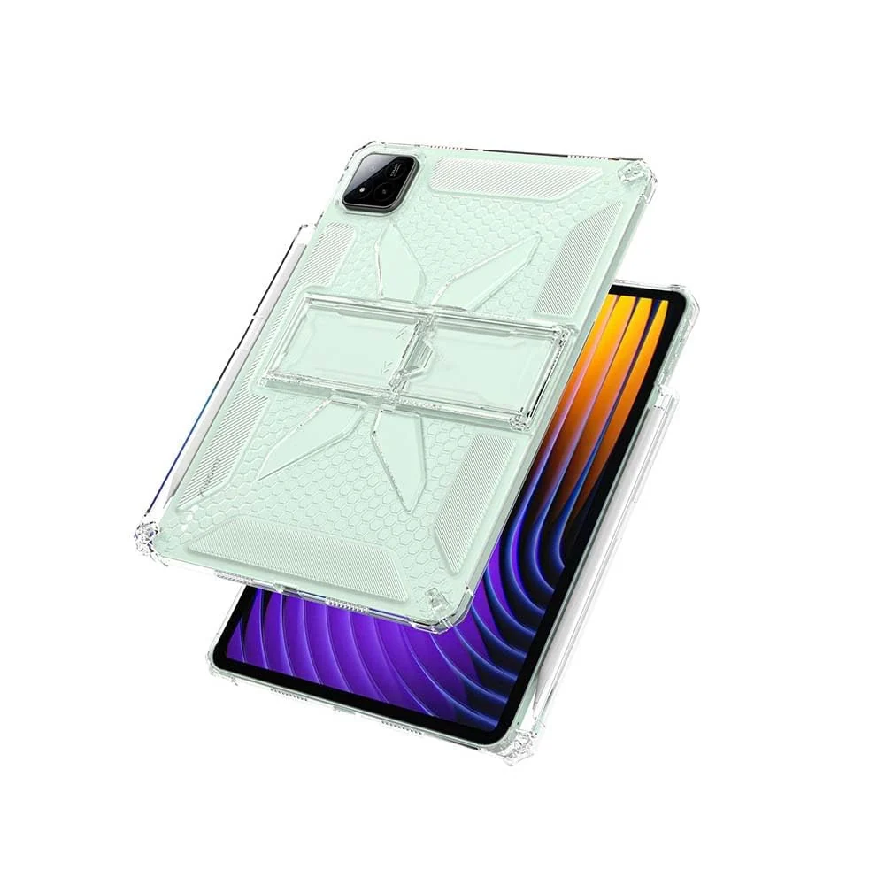 DL3 Mobilak Stand Case for Xiaomi Pad 7 / Xiaomi Pad 7 Pro 2024 11.2 inch Case Shockproof, Thin Slim Lightweight Anti-Yellowing Bumper, Kickstand Cover, with Pencil Holder - Clear