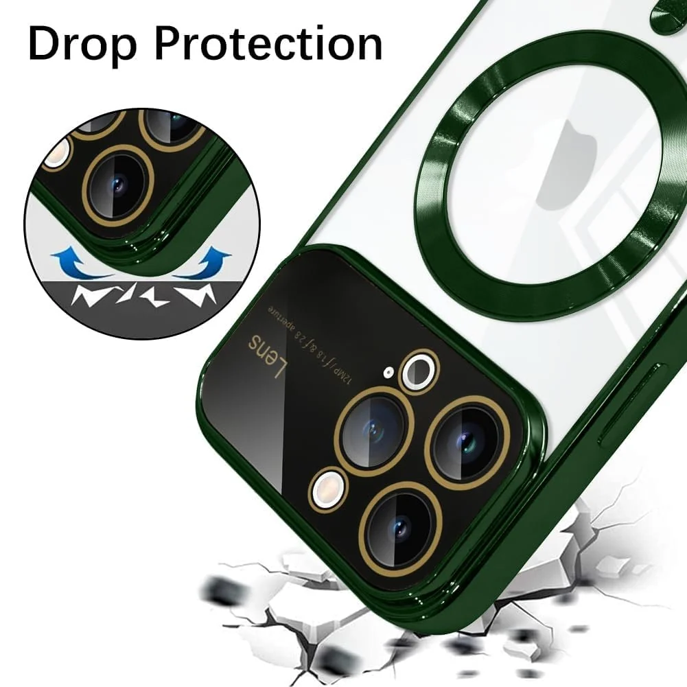 DL3 Mobilak Clear MagSafe-Compatible Magnetic Case for iPhone 14 6.1 Inch with Camera Protection and Shockproof Design - Green