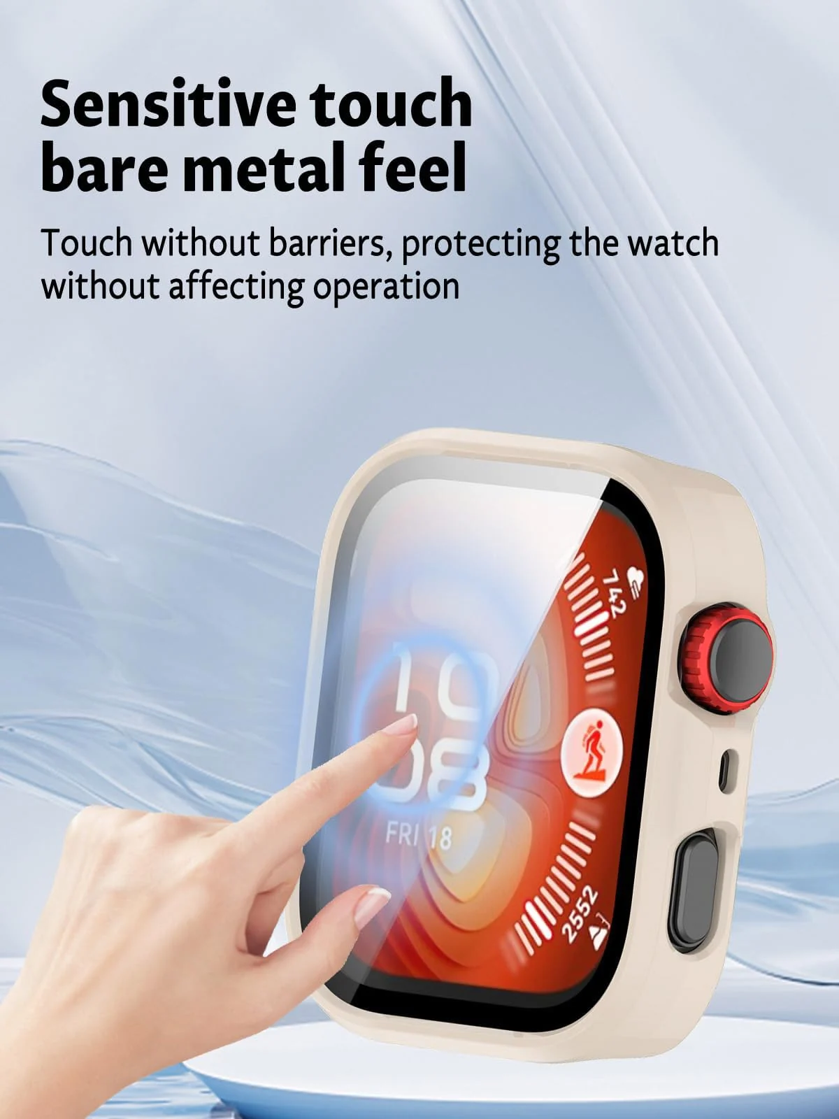 DL3 Mobilak Case Compatible with Huawei Watch Fit 4 Pro, Full Coverage Slim Hard Case Protective Bumper Built-in Tempered Glass Screen Protector Shell for Huawei Watch Fit 4 Pro - Ivory White