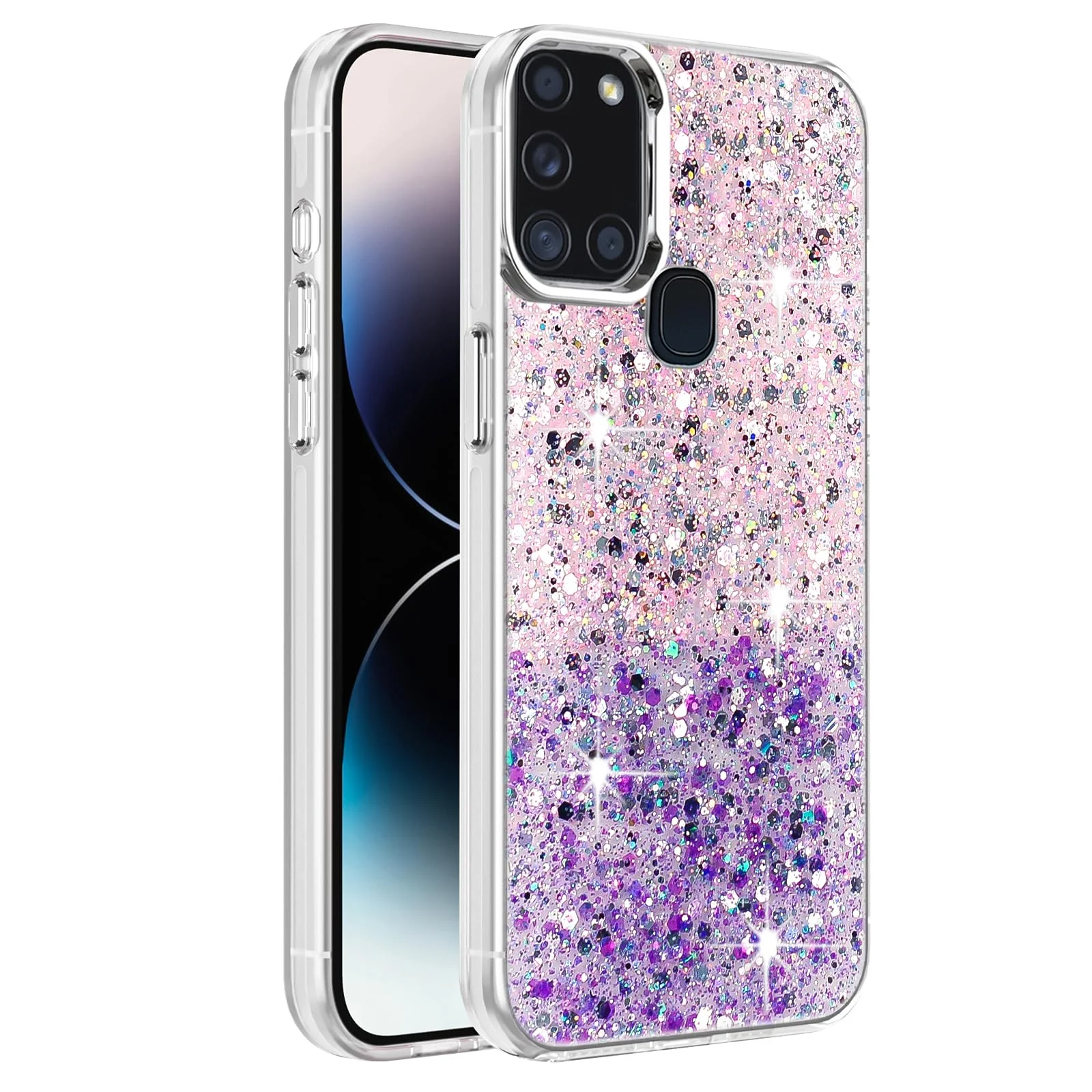 Samsung Galaxy A21s — DL3 Mobilak Glitter Protective Case for Samsung Galaxy A21s, Supports wireless charging, Camera protection, Shock-absorbing protection