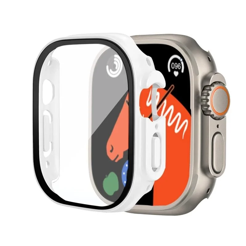 DL3 Mobilak Silicone Magnetic Band with Case For Apple Watch Ultra 49mm, Soft Sport Silicone Replacement Wristband Strap with Protective Bumper Cover for Apple Watch Ultra 2 Ultra 49mm - White