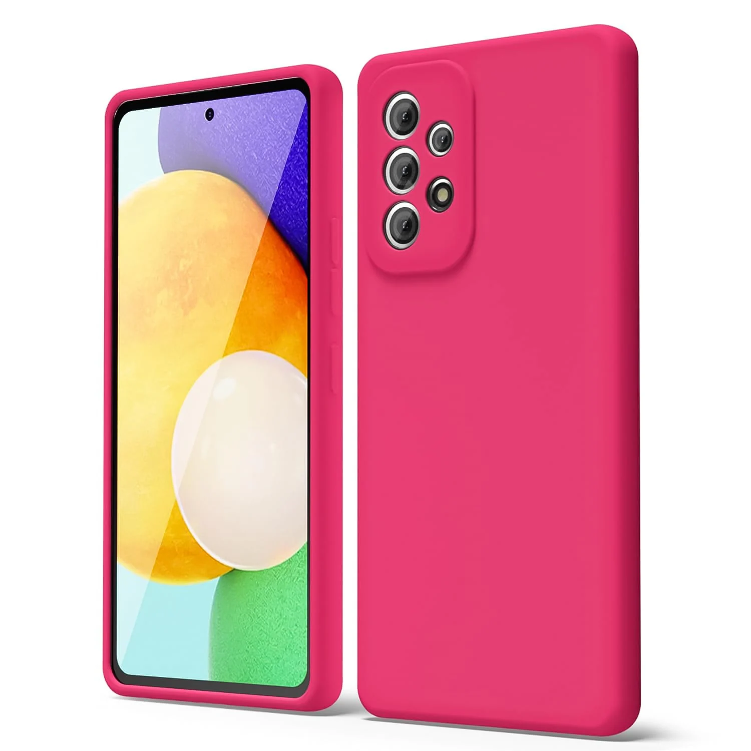 DL3 Mobilak Soft Silicone Protective Case for Samsung Galaxy A72 with Microfiber Lining and Shockproof Design - Hot Pink