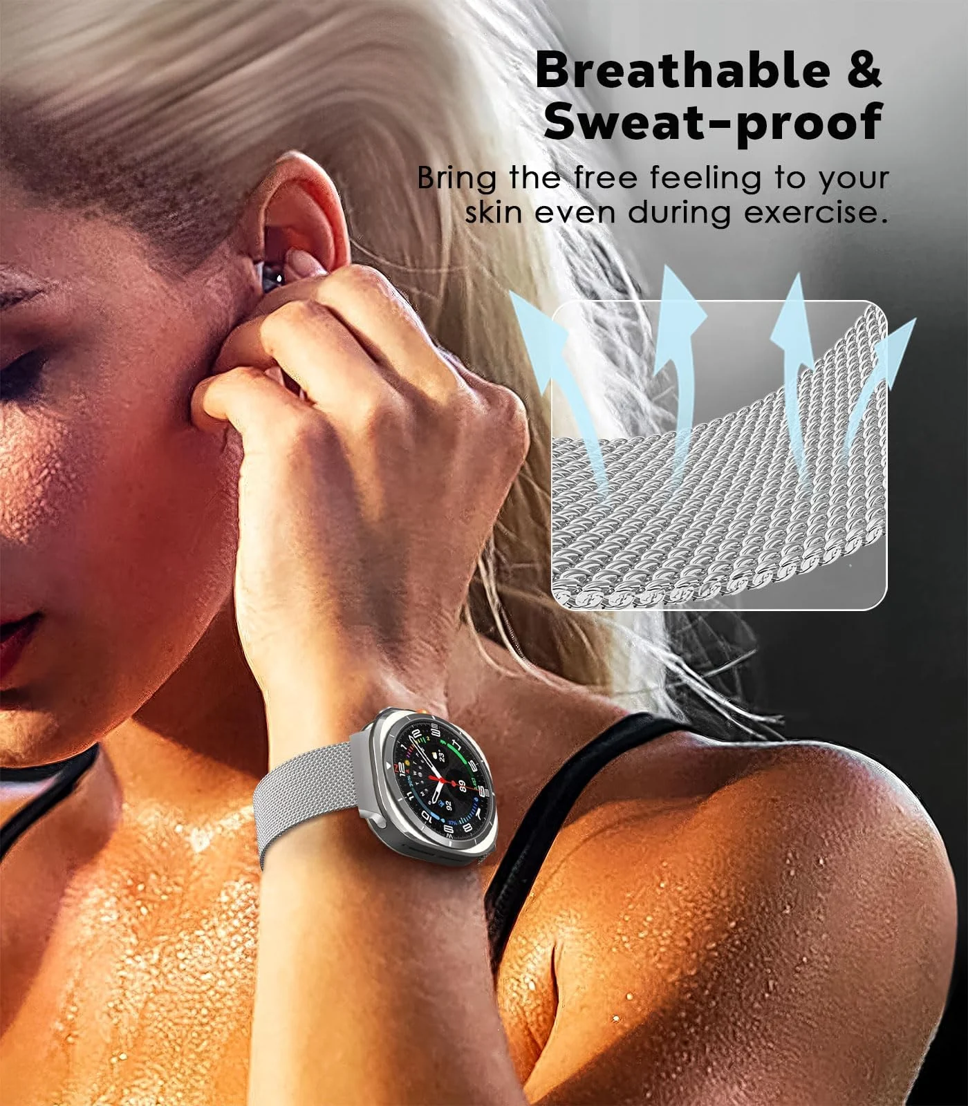 DL3 Mobilak Metal Band Compatible with Samsung Galaxy Watch 7 Ultra Bands 47mm, Stainless Steel Mesh Loop Magnetic Clasp Wristbands Replacement Accessory Women Men for Samsung Watch Ultra Band 47 mm - Silver