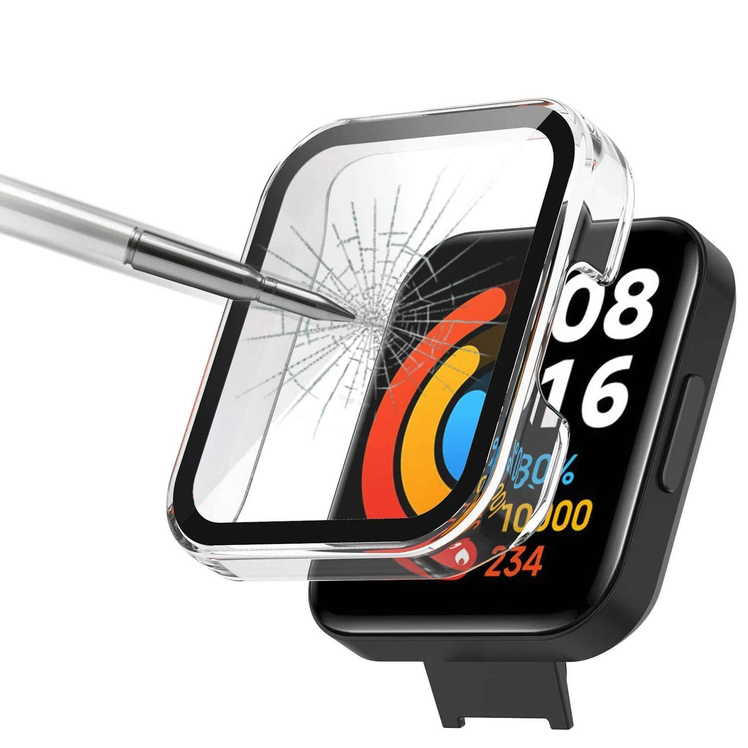 DL3 Mobilak Protective Case Compatible with Xiaomi Mi Redmi Watch 2 Lite, 9H Hardness PC Case Bumper Full Slim Protective Cover with Tempered Glass For Redmi Watch2 Lite - Clear