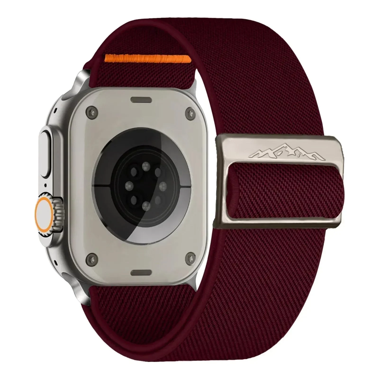 DL3 Mobilak Solo Loop Nylon Band Compatible with Apple Watch Ultra 2/Ultra Band 49mm 45mm 46mm 44mm 42mm, Soft Fabric Braided Elastic Sport Strap Compatible with Apple Watch Series SE - Wine Red