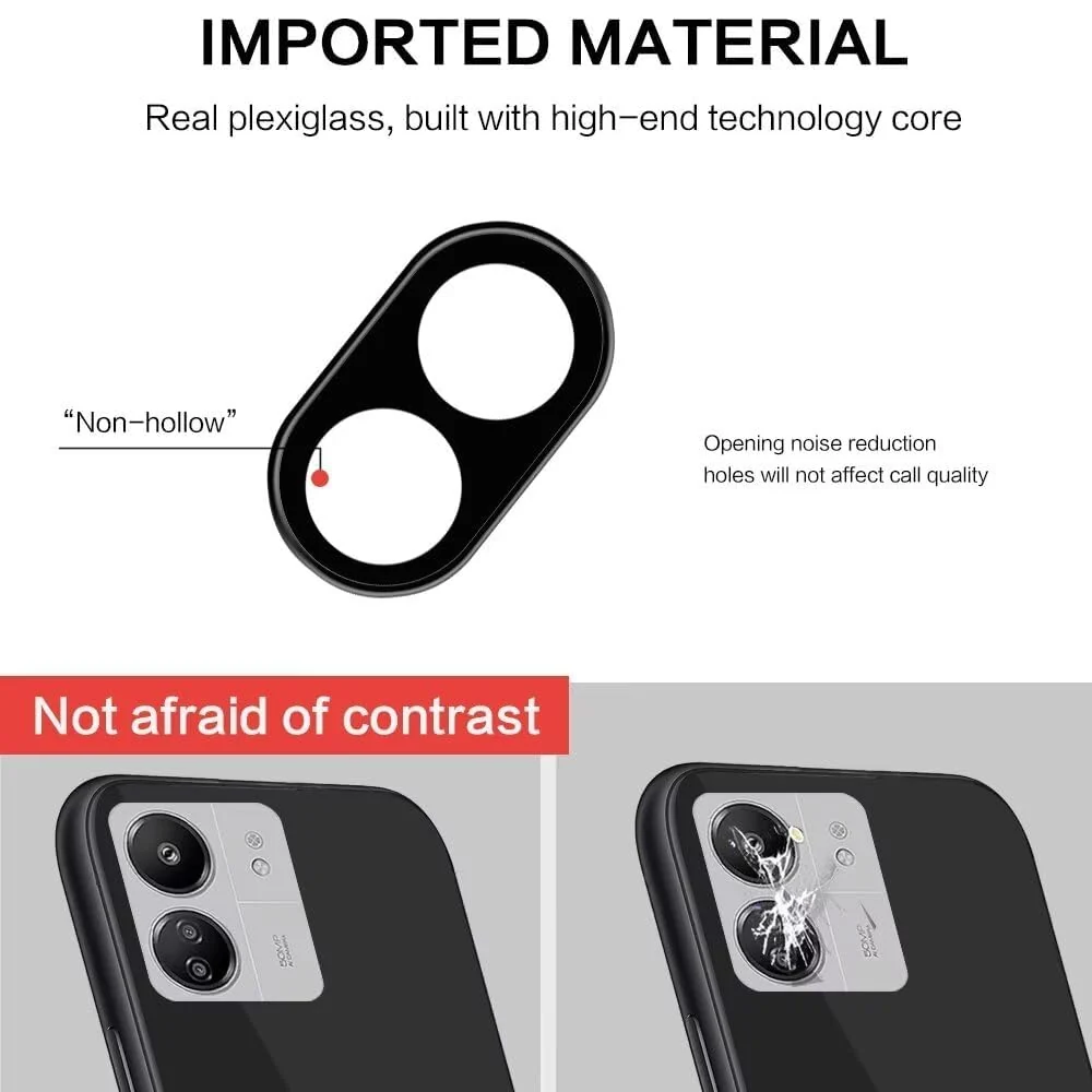 DL3 Mobilak Xiaomi Redmi 13C / Poco C65 Camera Lens Protector Tempered Glass Screen Protector HD [Full Coverage][Anti-Scratch] Drop Protection Ultra Clear/Thin Lens Case - Black
