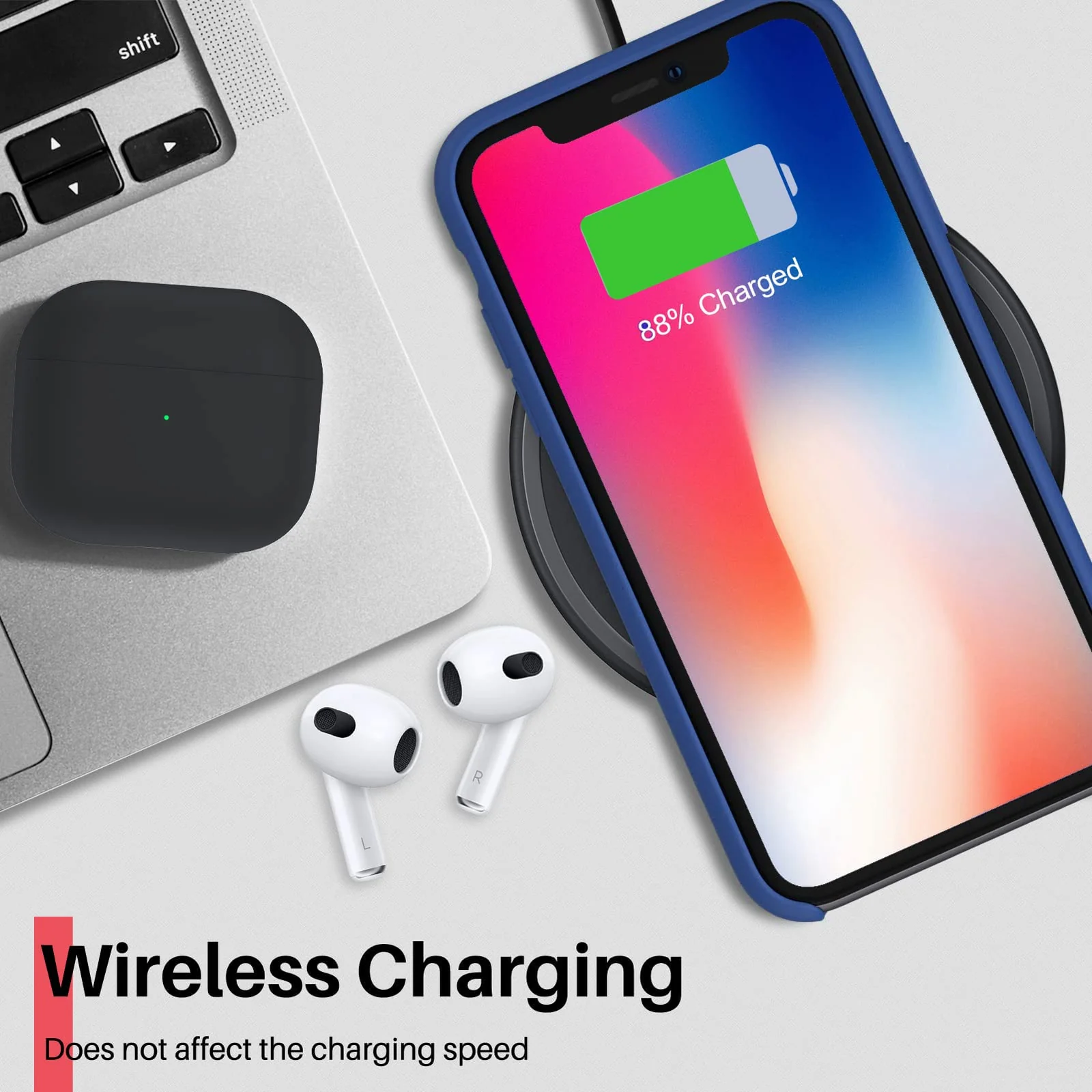 DL3 Mobilak Liquid Silicone Protective Case with Soft Microfiber Lining for iPhone X / iPhone XS - Royal Blue
