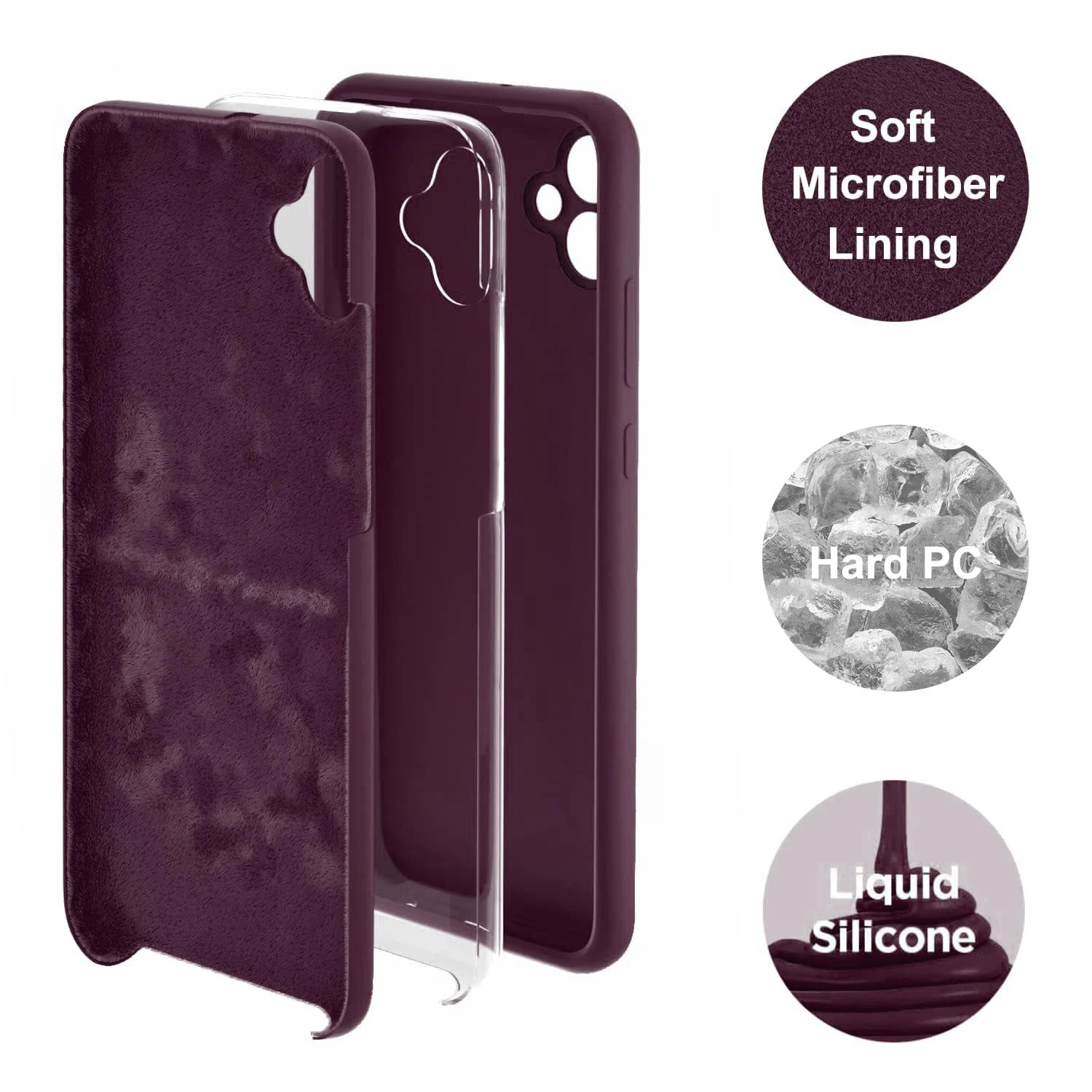 DL3 Mobilak Soft Silicone Protective Case for Samsung Galaxy A04e with Microfiber Lining and Shockproof Design - Wine Red