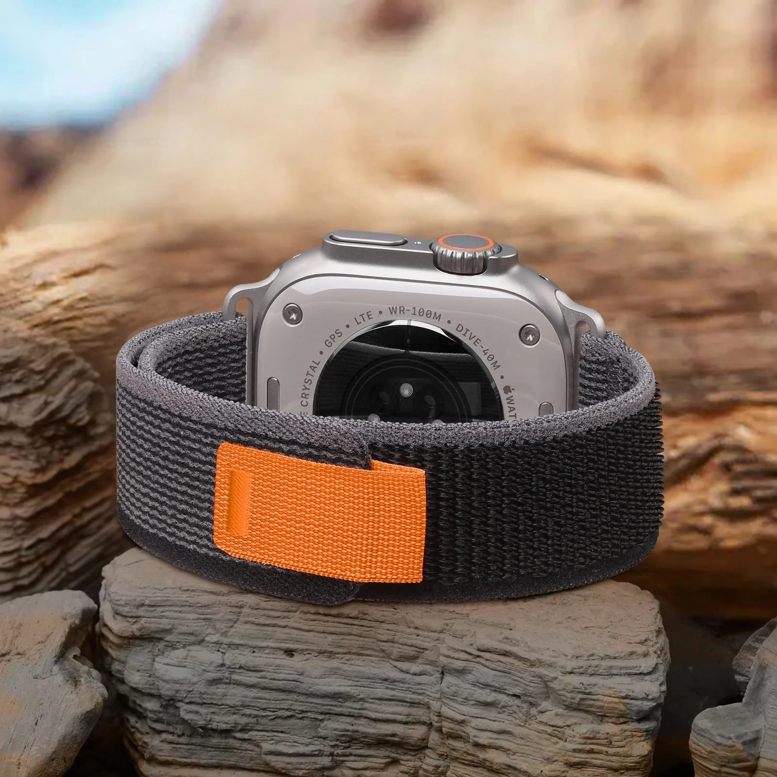 DL3 Mobilak Alpine Loop Nylon Strap Compatible with Apple Watch Band 38mm 40mm 41mm Men Women, Rugged Alpine Loop Nylon Sport Bands with Titanium C-Hook Stap for iWatch Series SE2 SE 9 8 7 6 5 4 3 2 1 - Black