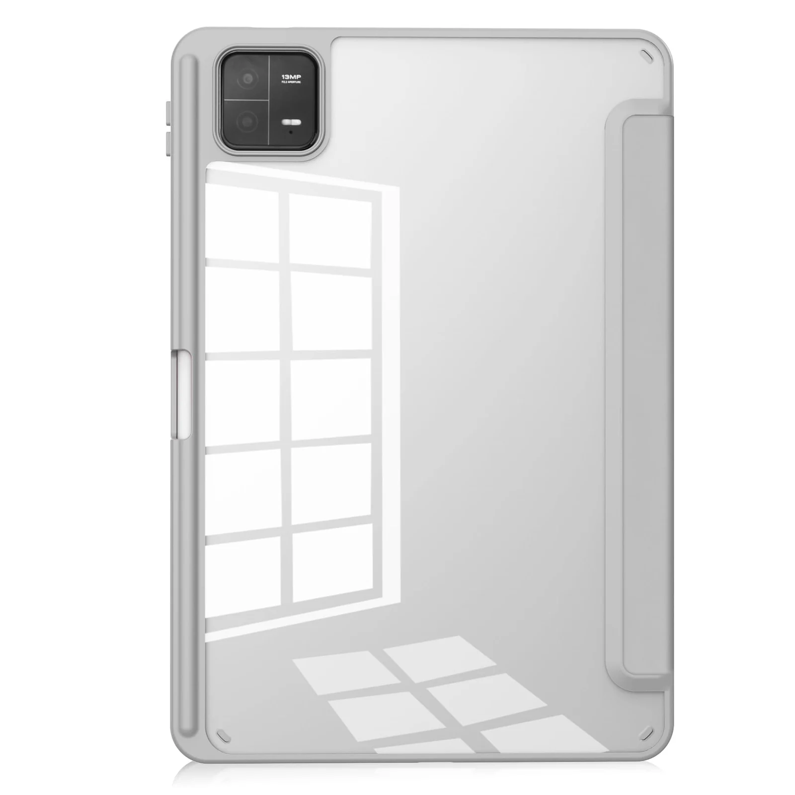 DL3 Mobilak Case for Xiaomi Pad 7 / Xiaomi Pad 7 Pro 2024 11.2 inch, Clear Shockproof Back Cover Built-in Pencil Holder, Auto Sleep/Wake - Gray