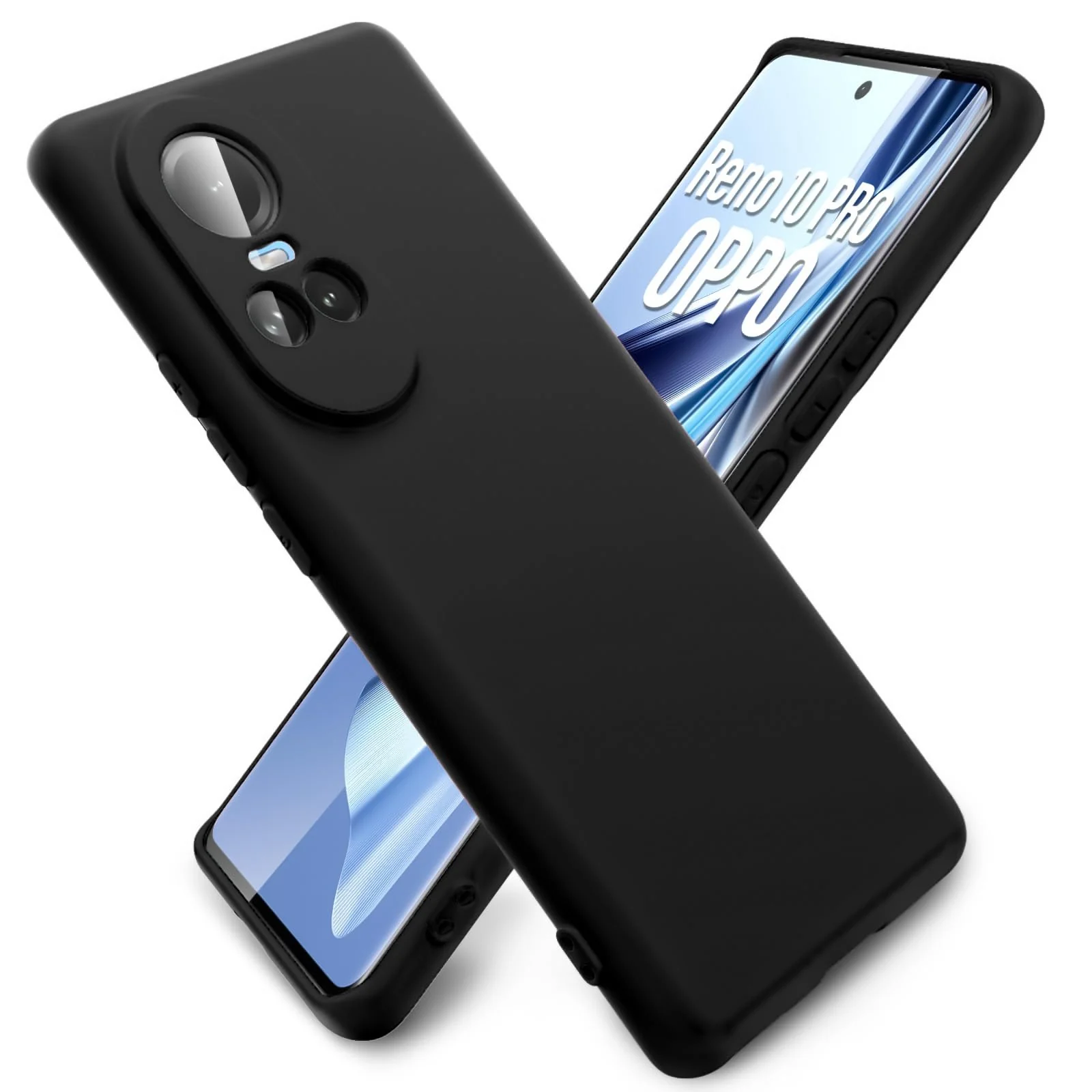 DL3 Mobilak Liquid Silicone Protective Case for OPPO Reno 10 5G / OPPO Reno 10 Pro 5G with Microfiber Lining and Shockproof Design - Black
