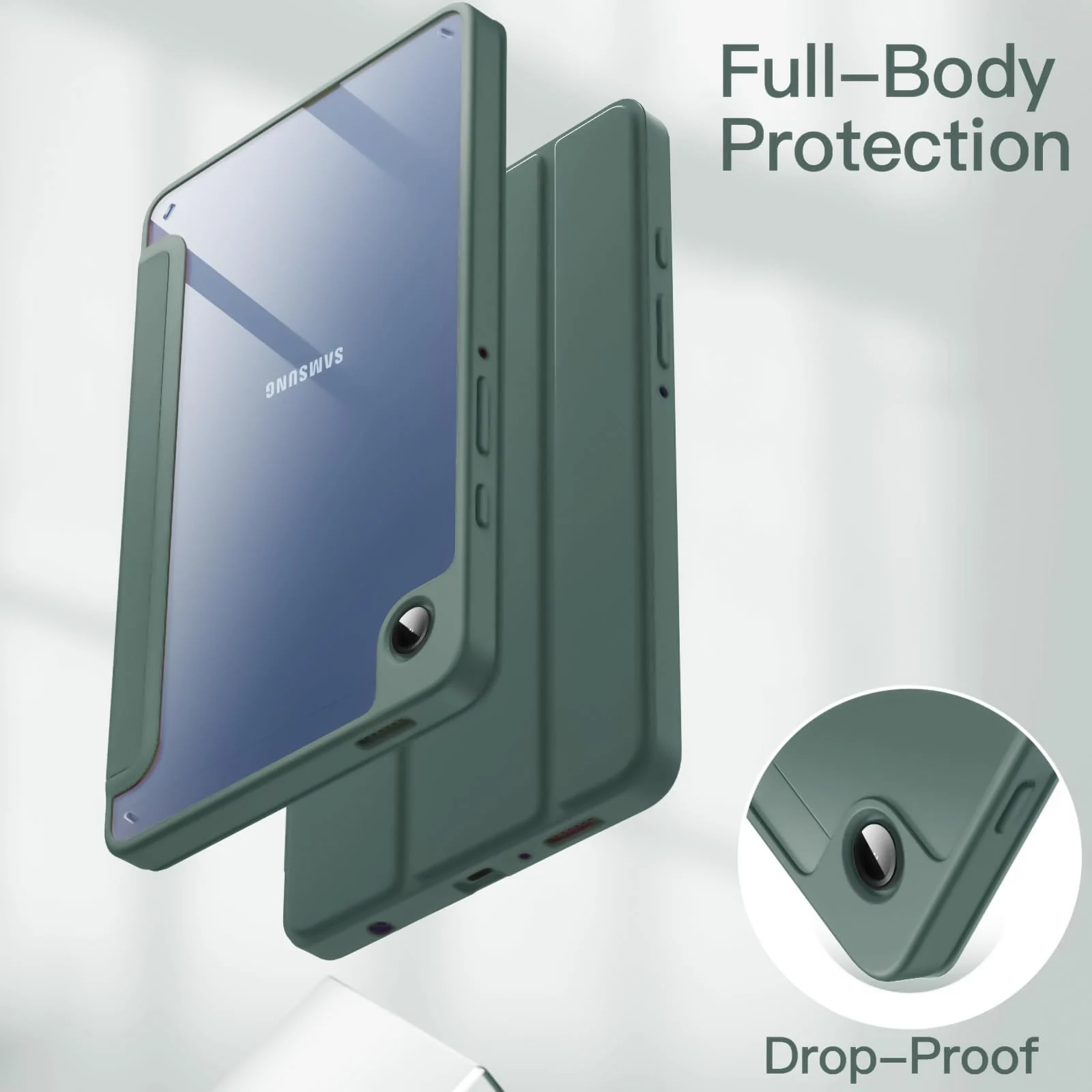 DL3 Mobilak Samsung Galaxy Tab A9 Cover Case 8.7 inch Tablet Cover [SM-X110/X115/X117] Case with Pen Holder, Soft TPU Back Trifold Stand Protective Smart Cover Flip, Auto Wake & Sleep - Green