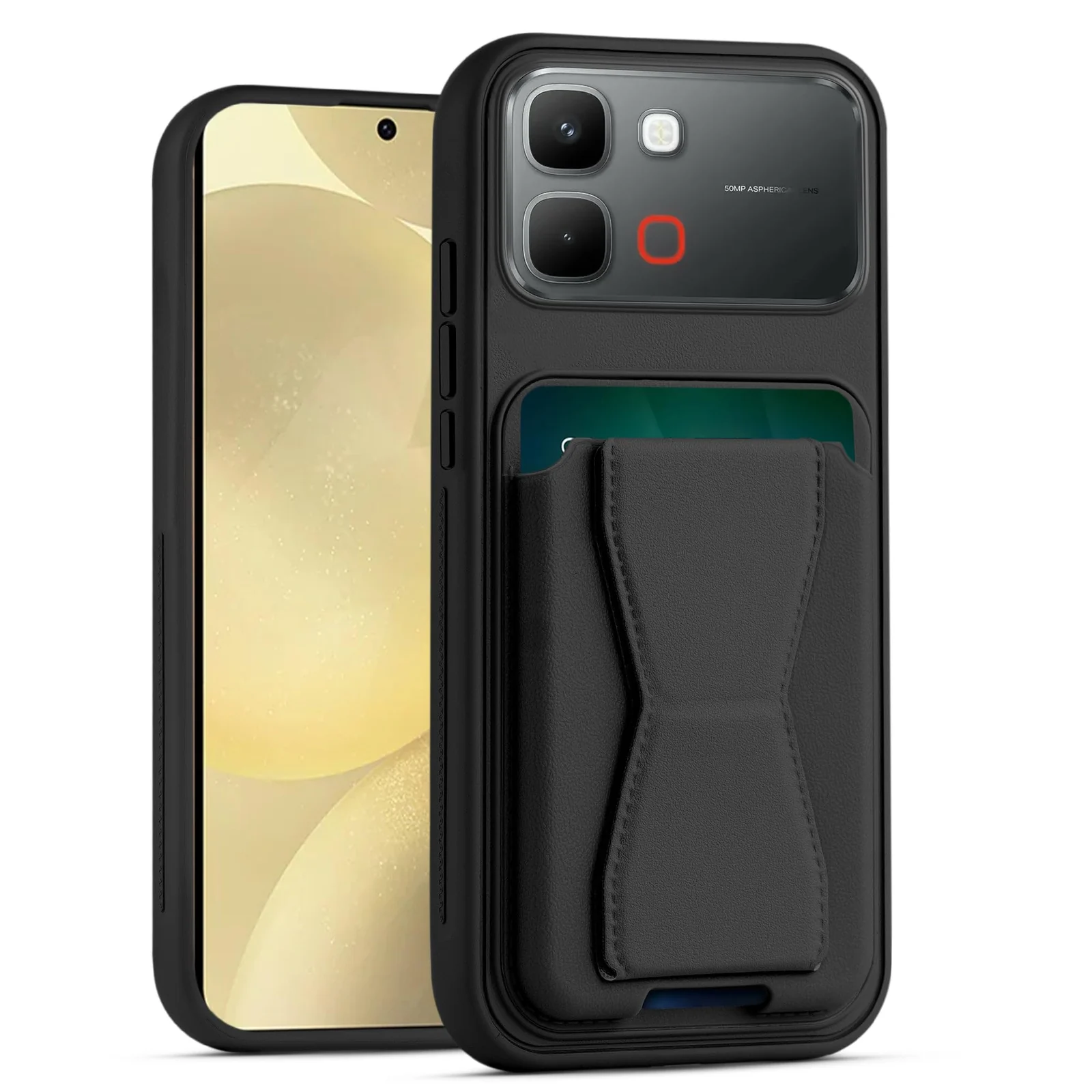 Dl3 Mobilak Leather Wallet Case Compatible with Infinix Note Edge, Leather Back Cover With TPU Frame, Shockproof Protective Phone Case with Card Holder Stand - Brown